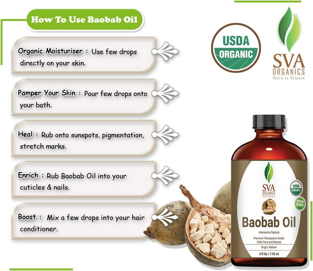 Foto 5 pulgar | Aceite Portador Sva Organics Baobab Organic Usda 120 Ml - Venta Internacional.