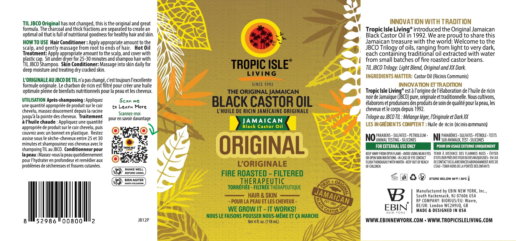 Foto 8 pulgar | Aceite De Ricino Negro Jamaicano Tropic Isle Living 120 Ml Con Vitamina E - Venta Internacional.