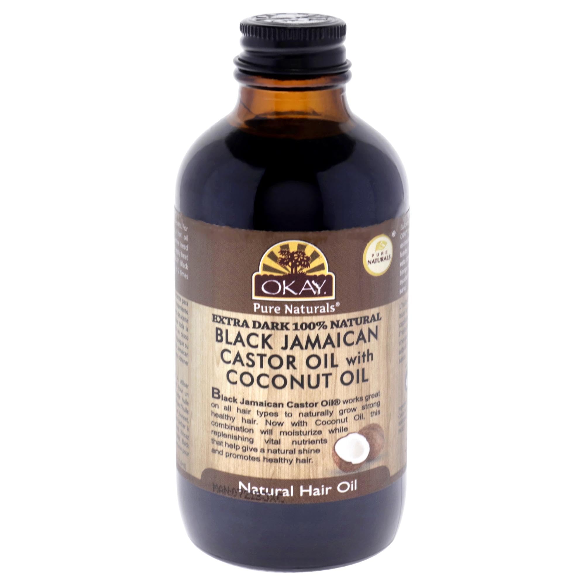 Foto 2 pulgar | Aceite De Ricino Okay Extra Dark 100% Natural Negro Con Coco 120 Ml - Venta Internacional.