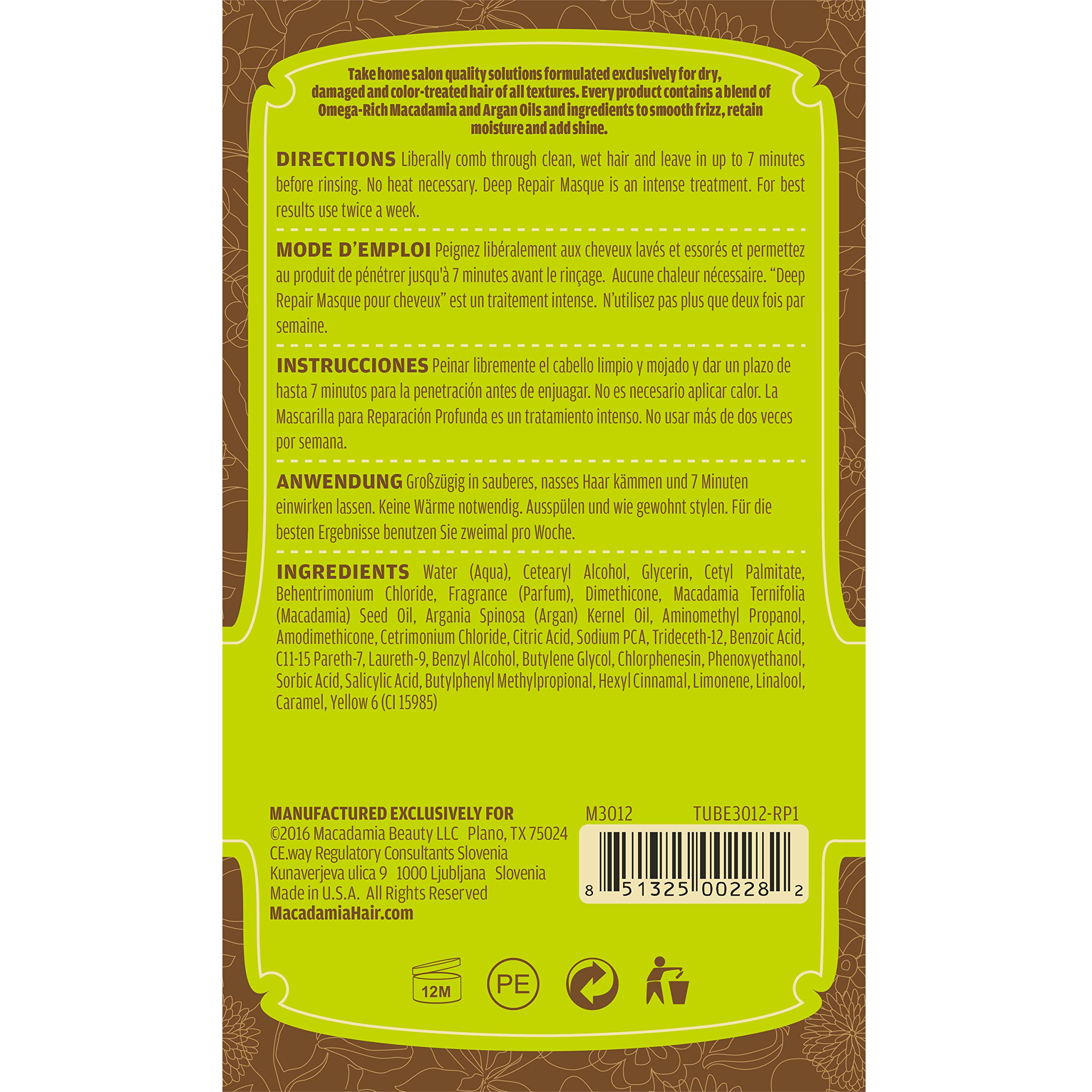 Foto 6 pulgar | Mascarilla Capilar Con Aceite De Macadamia, Aceite Natural, Reparador Profundo, 100 Ml - Venta Internacional.