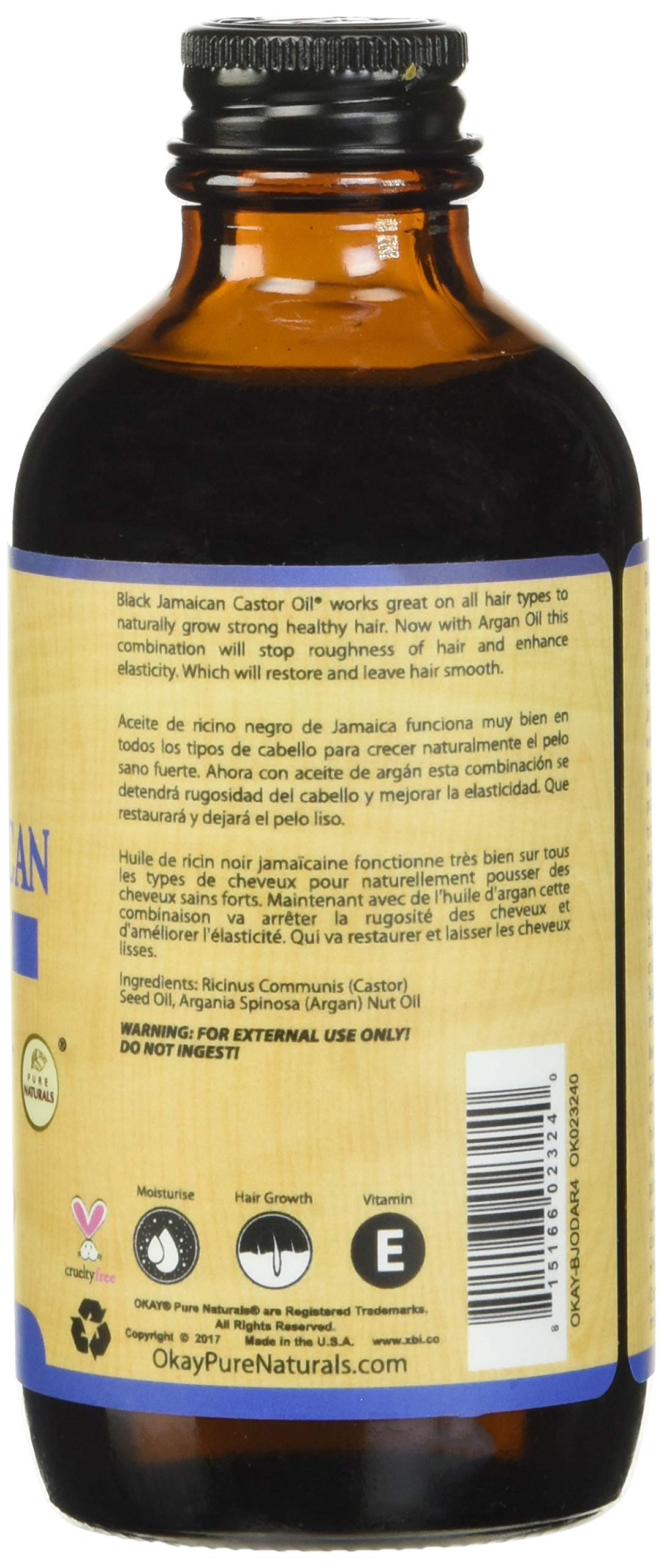 Foto 3 pulgar | Castor Jamaicano Negro Oil Okay Con Argán, 118 Ml, Original - Venta Internacional.