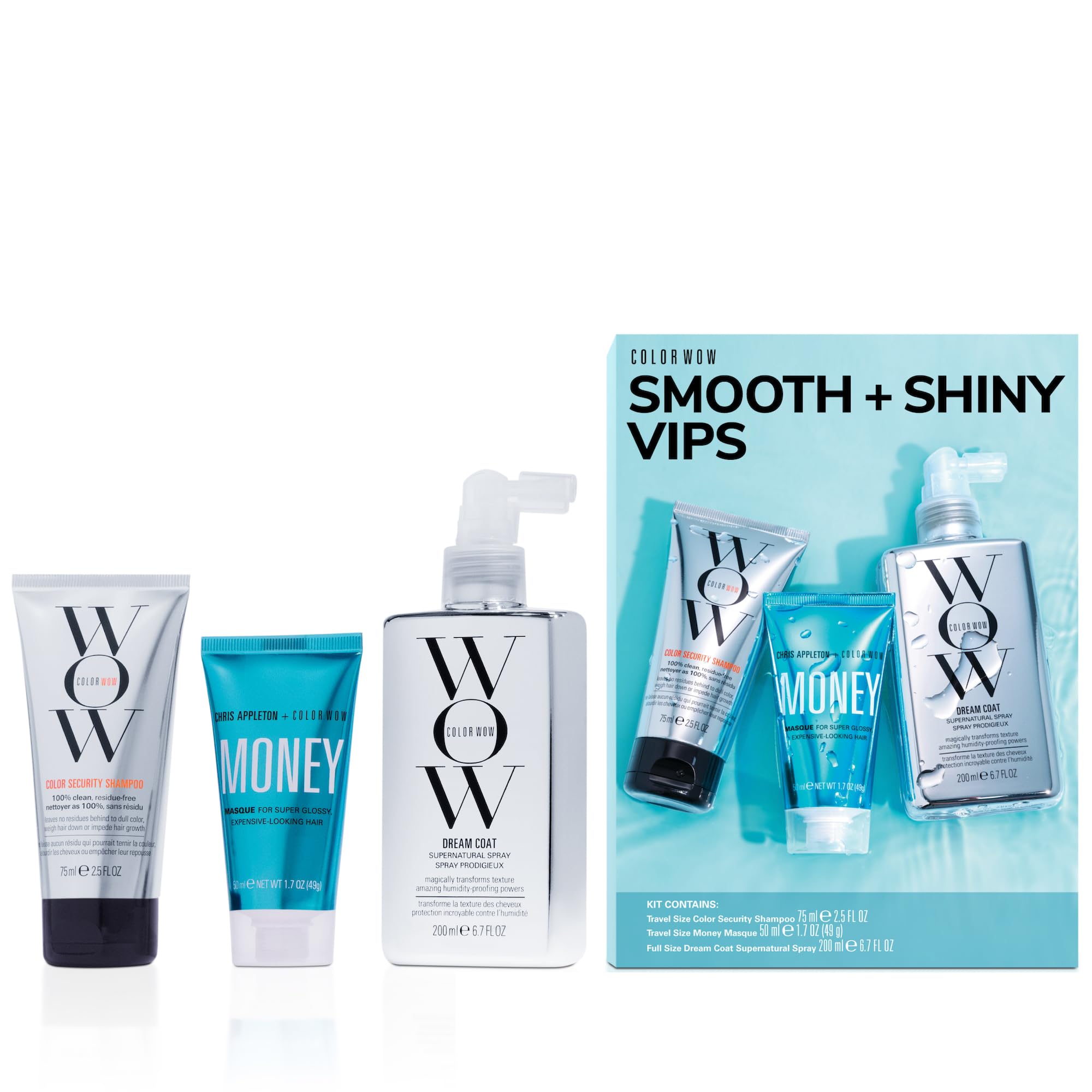 Foto 2 pulgar | Kit de Cuidado del Cabello Color Wow Smooth + Shiny Vips con Dream Coat - Venta Internacional