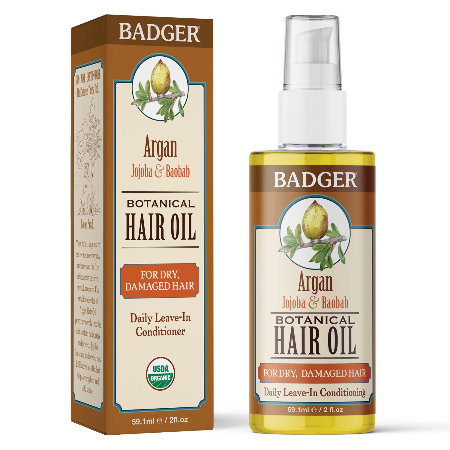 Foto 4 pulgar | Aceite Capilar Badger Argan Con Jojoba Y Baobab, 60 Ml, Para Cabello Seco - Venta Internacional.