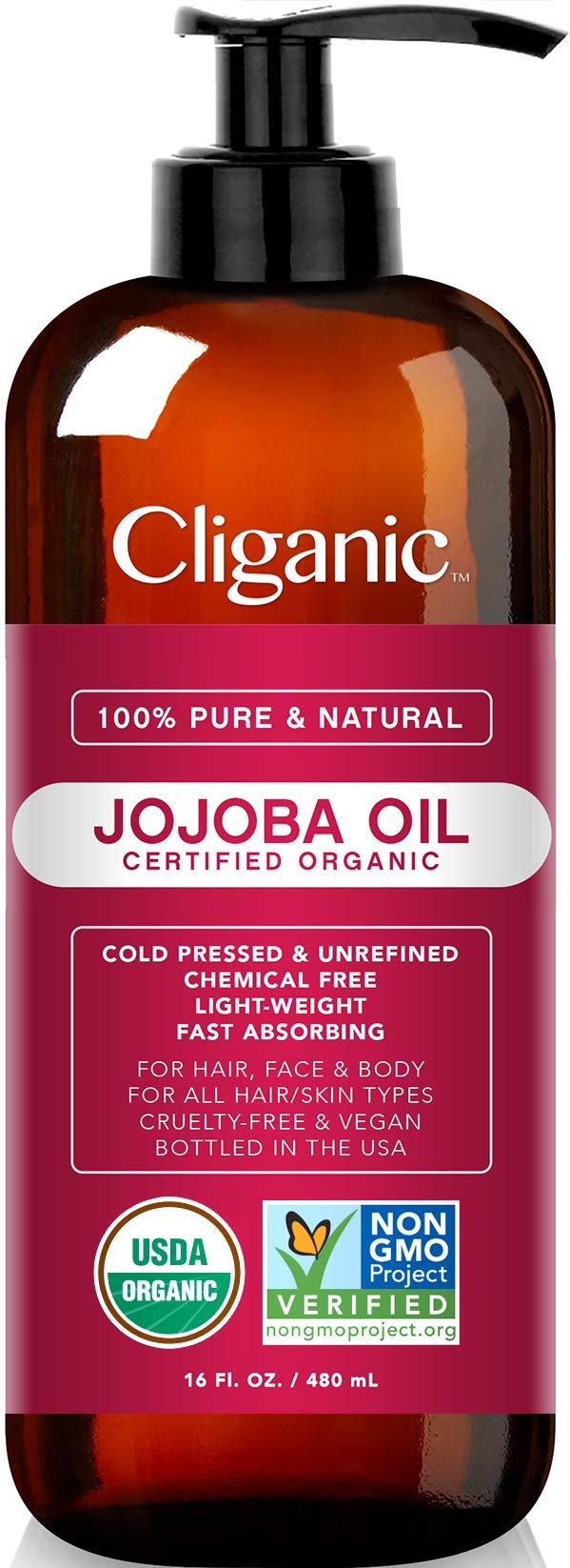 Foto 2 pulgar | Aceite De Jojoba Cliganic 473 Ml, 100% Orgánico, Prensado En Frío, Sin Refinar - Venta Internacional.