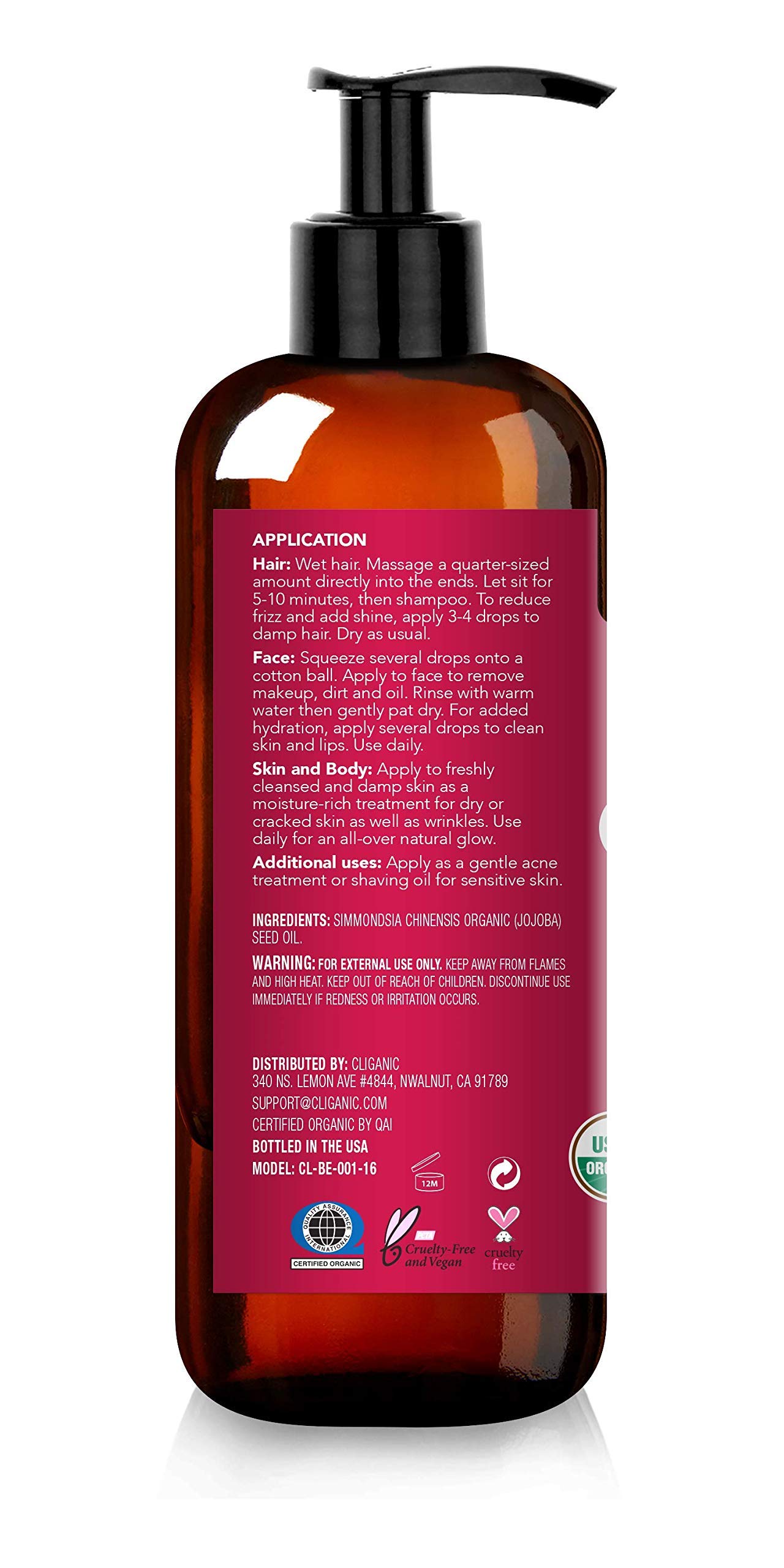 Foto 8 pulgar | Aceite De Jojoba Cliganic 473 Ml, 100% Orgánico, Prensado En Frío, Sin Refinar - Venta Internacional.