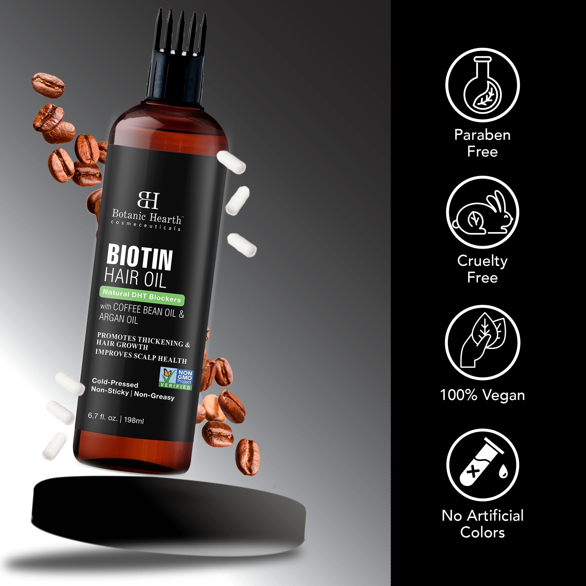 Foto 6 | Aceite Capilar Botanic Hearth Con Biotina Para El Crecimiento Del Cabello Con Café Y Argán - Venta Internacional.