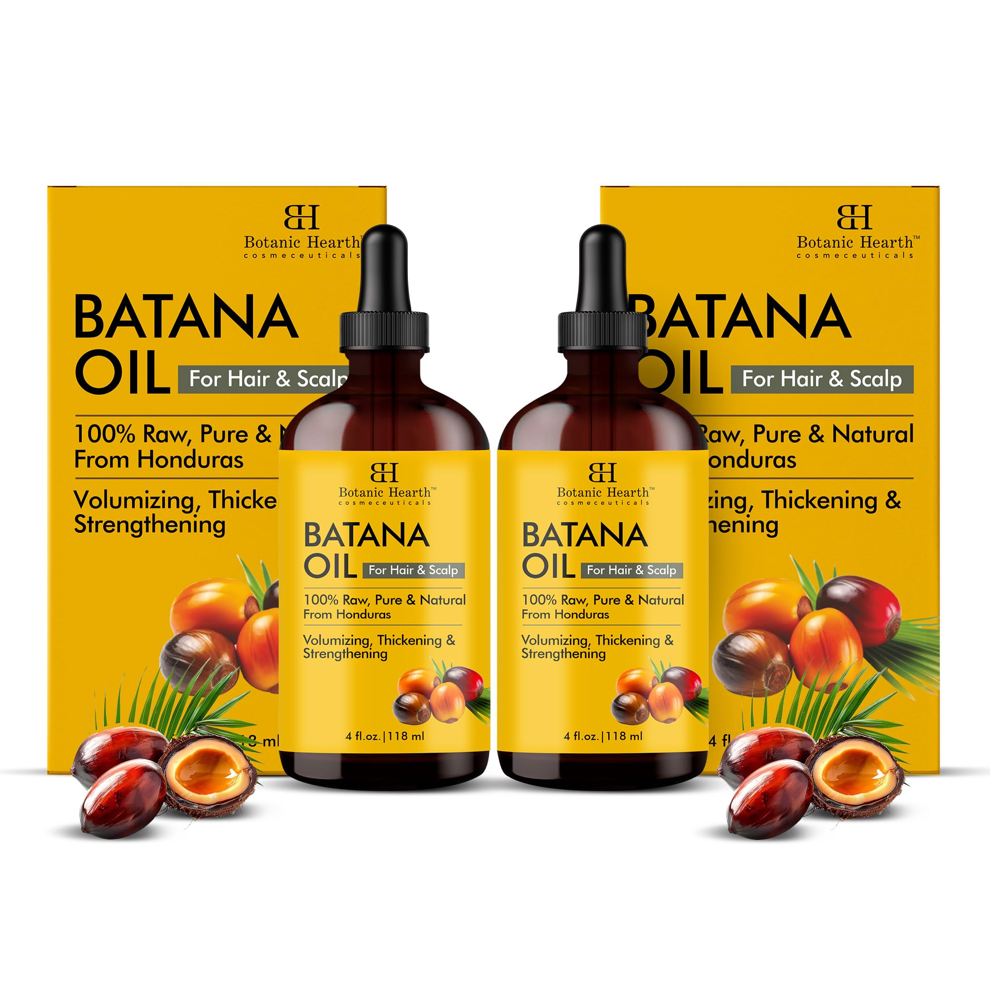 Aceite De Batana Botanic Hearth Sin Procesar, 118 Ml, Para El Crecimiento Del Cabello, X2 - Venta Internacional.