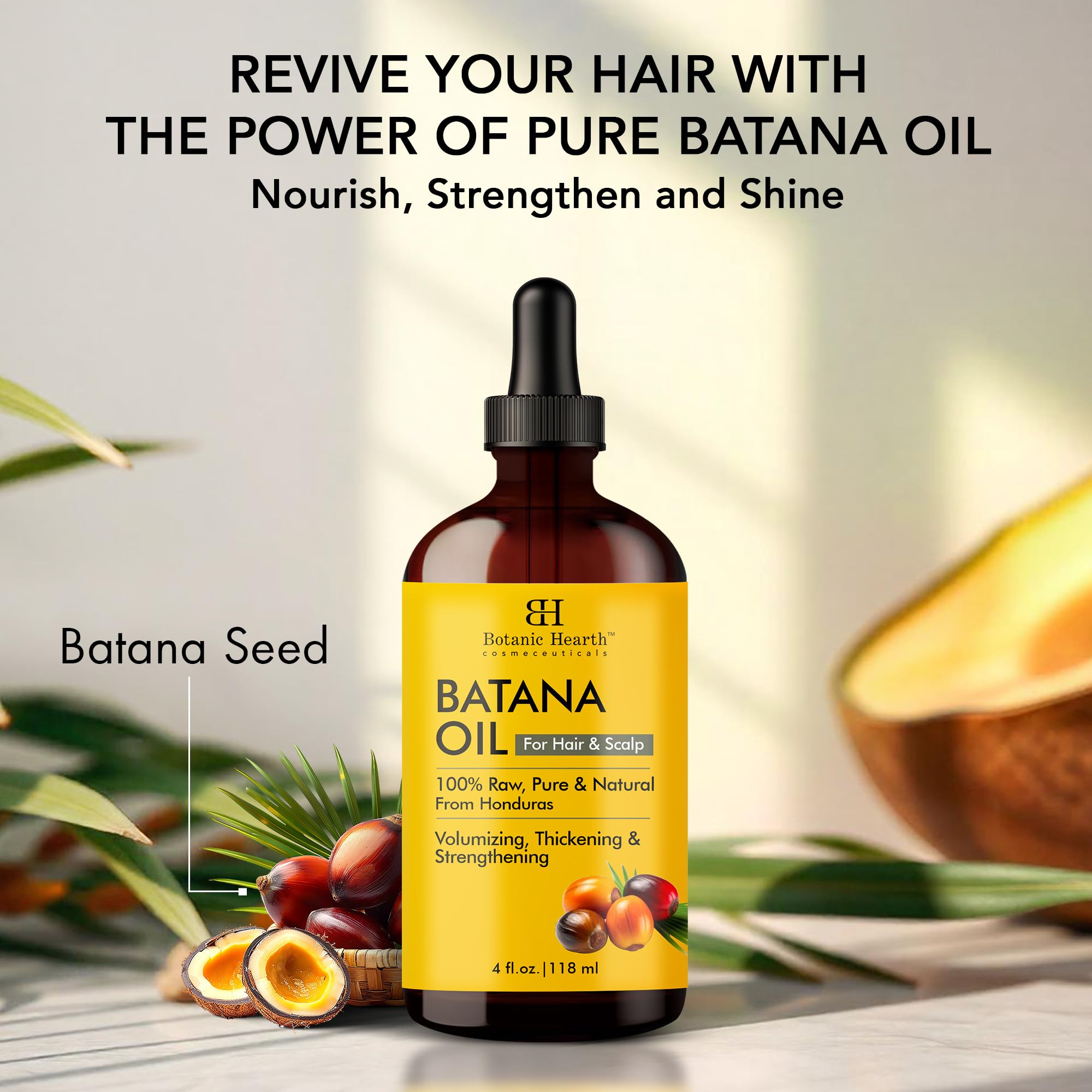 Foto 5 | Aceite De Batana Botanic Hearth Sin Procesar, 118 Ml, Para El Crecimiento Del Cabello, X2 - Venta Internacional.