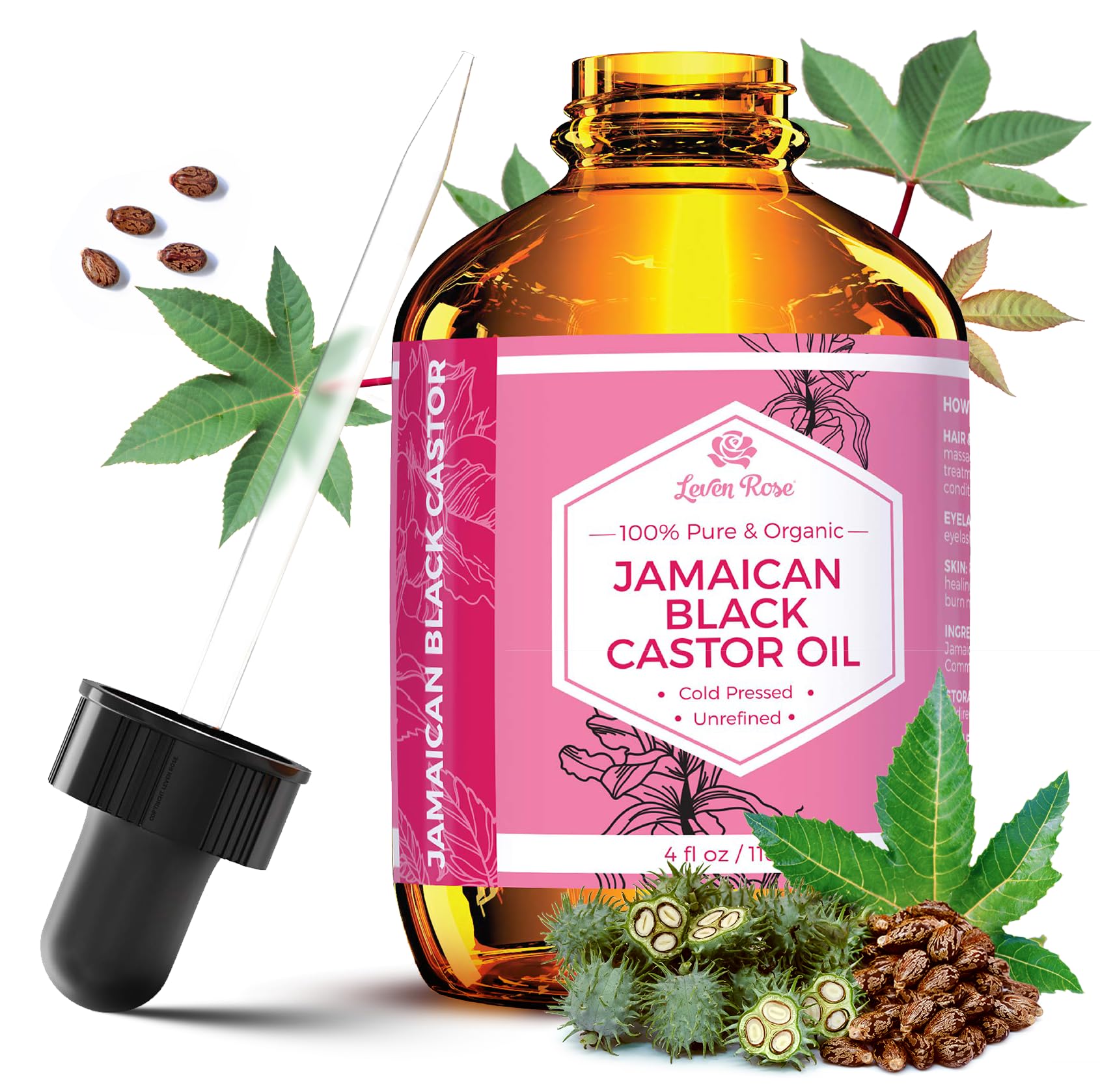 Aceite De Ricino Negro Jamaicano Leven Rose 120 Ml Para Cabello - Venta Internacional.