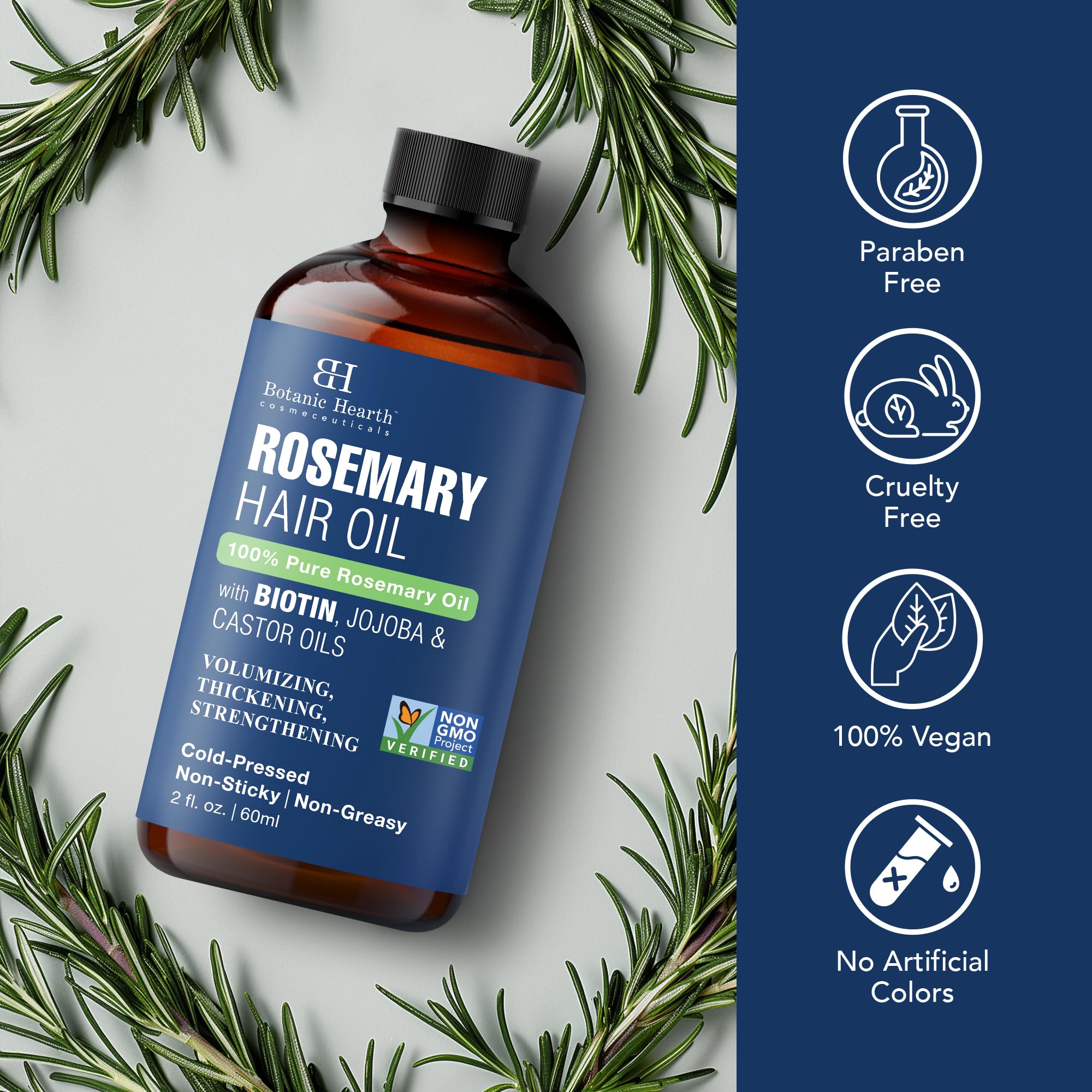 Foto 7 pulgar | Aceite Capilar Botanic Hearth Rosemary Con Biotina, 60 Ml, Para El Crecimiento Del Cabello - Venta Internacional.