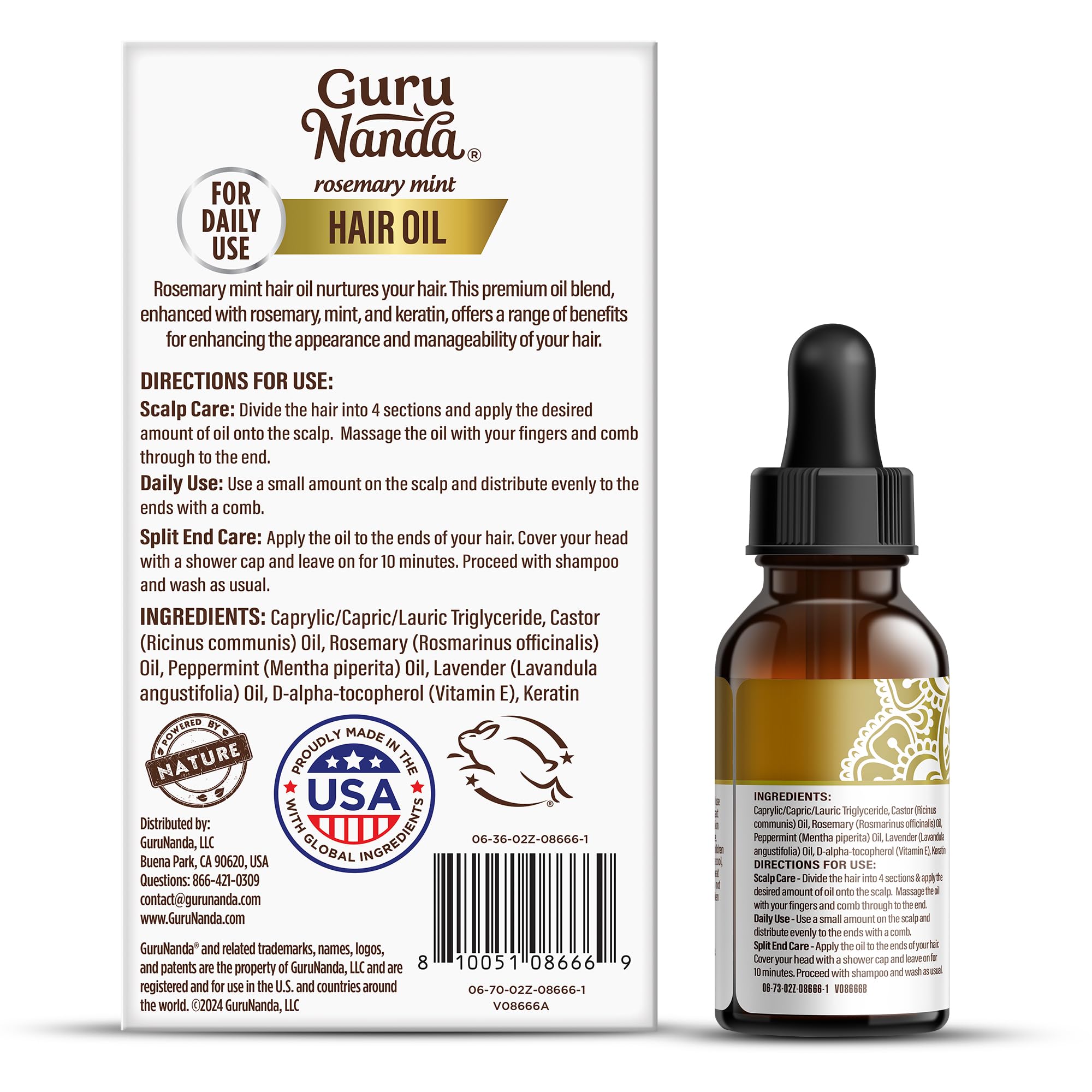 Foto 8 pulgar | Aceite Capilar Gurunanda, Romero Y Menta Con Queratina Y Vitamina E, 60 Ml - Venta Internacional.
