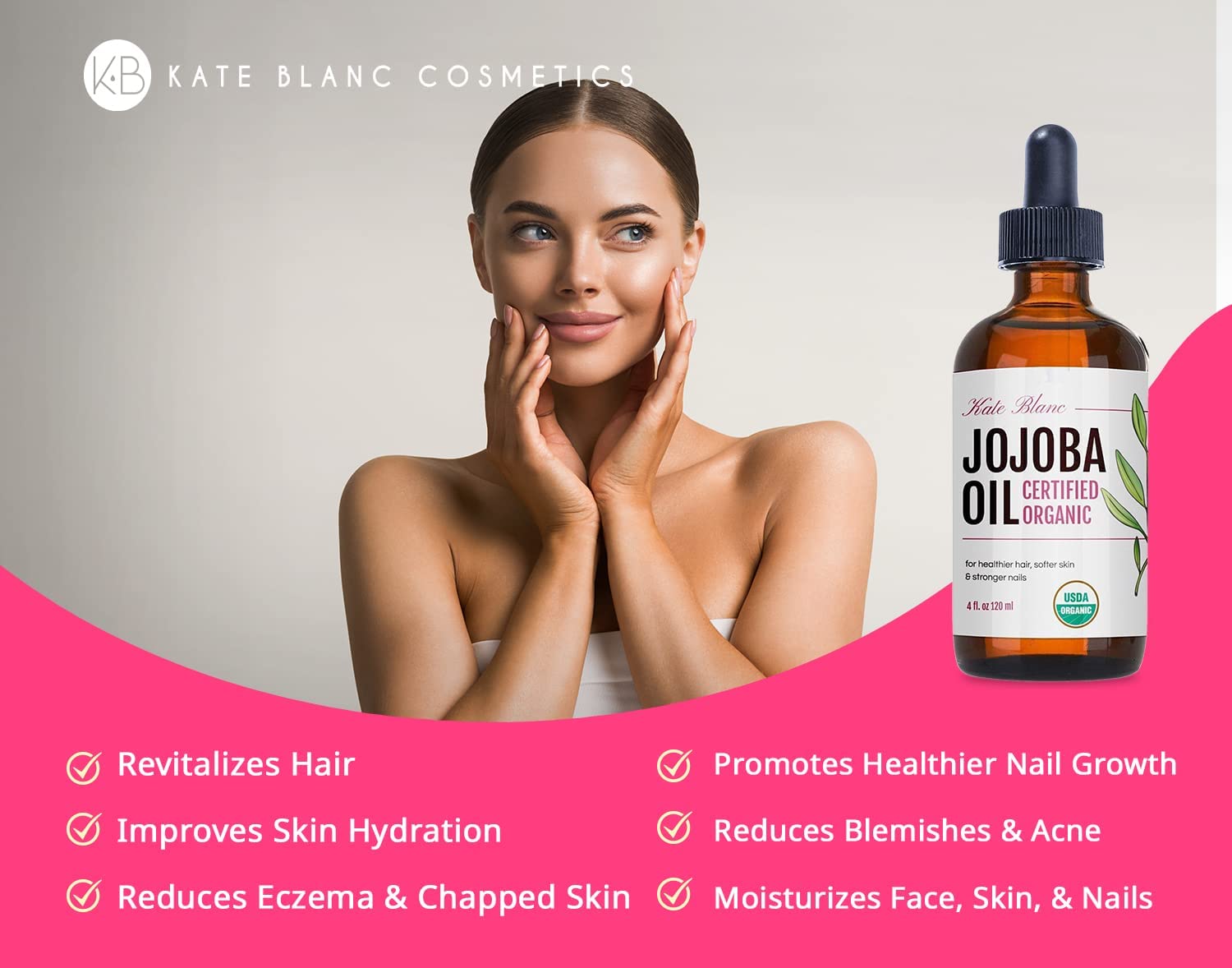 Foto 3 pulgar | Aceite De Jojoba Orgánico Kate Blanc Cosmetics Para Piel Y Cabello 120 Ml - Venta Internacional.