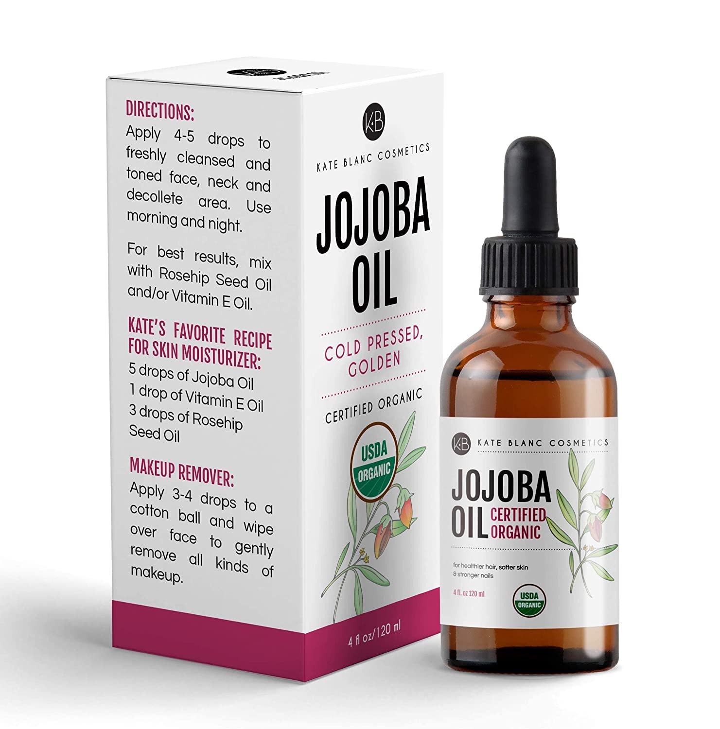 Foto 8 pulgar | Aceite De Jojoba Orgánico Kate Blanc Cosmetics Para Piel Y Cabello 120 Ml - Venta Internacional.