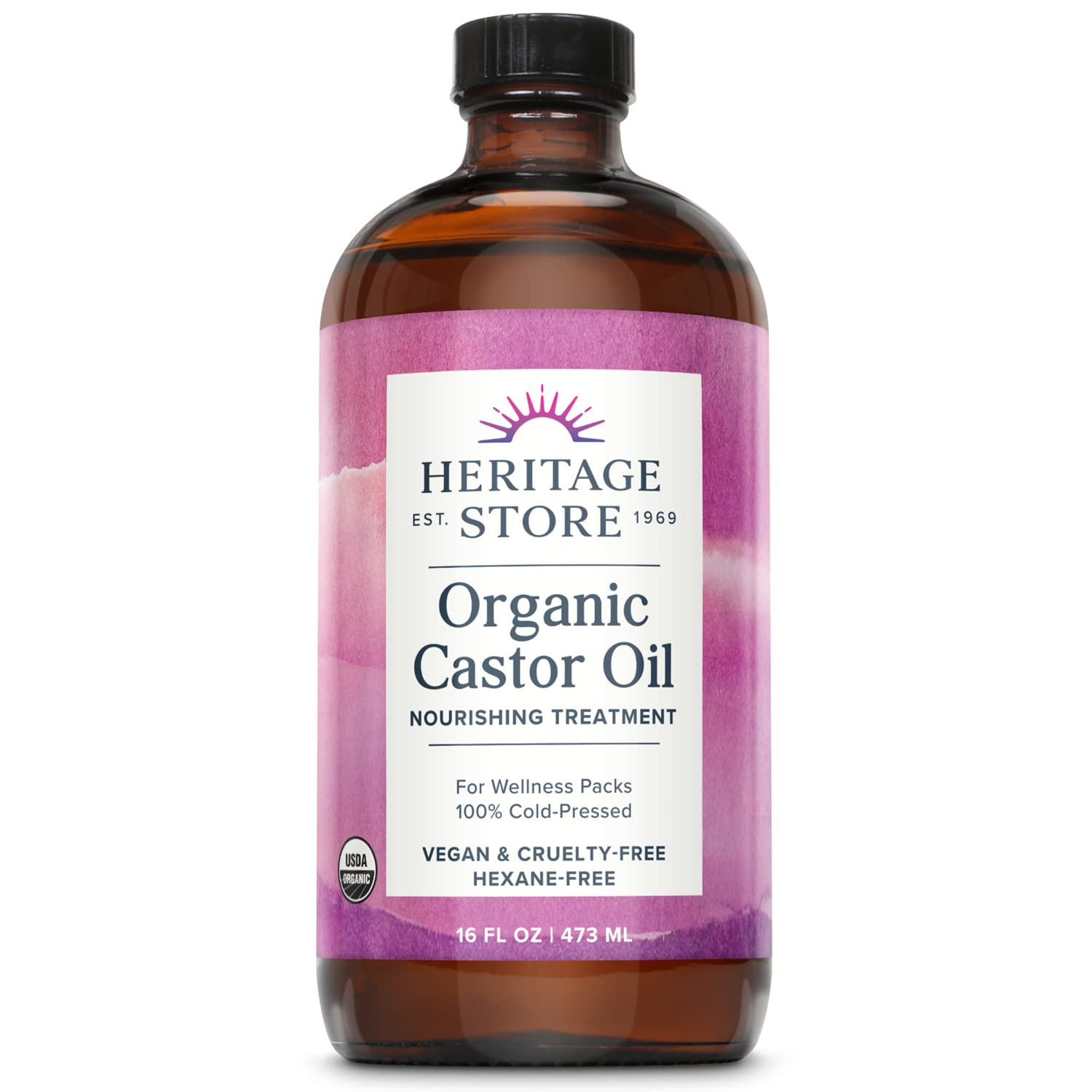 Aceite de Ricino Heritage Store Orgánico Prensado en Frío de 473 ml - Venta Internacional