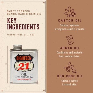 Foto 3 | Aceite para Cabello Piel y Barba 18.21 Dulce Tabaco para Hombre 60 Ml - Venta Internacional
