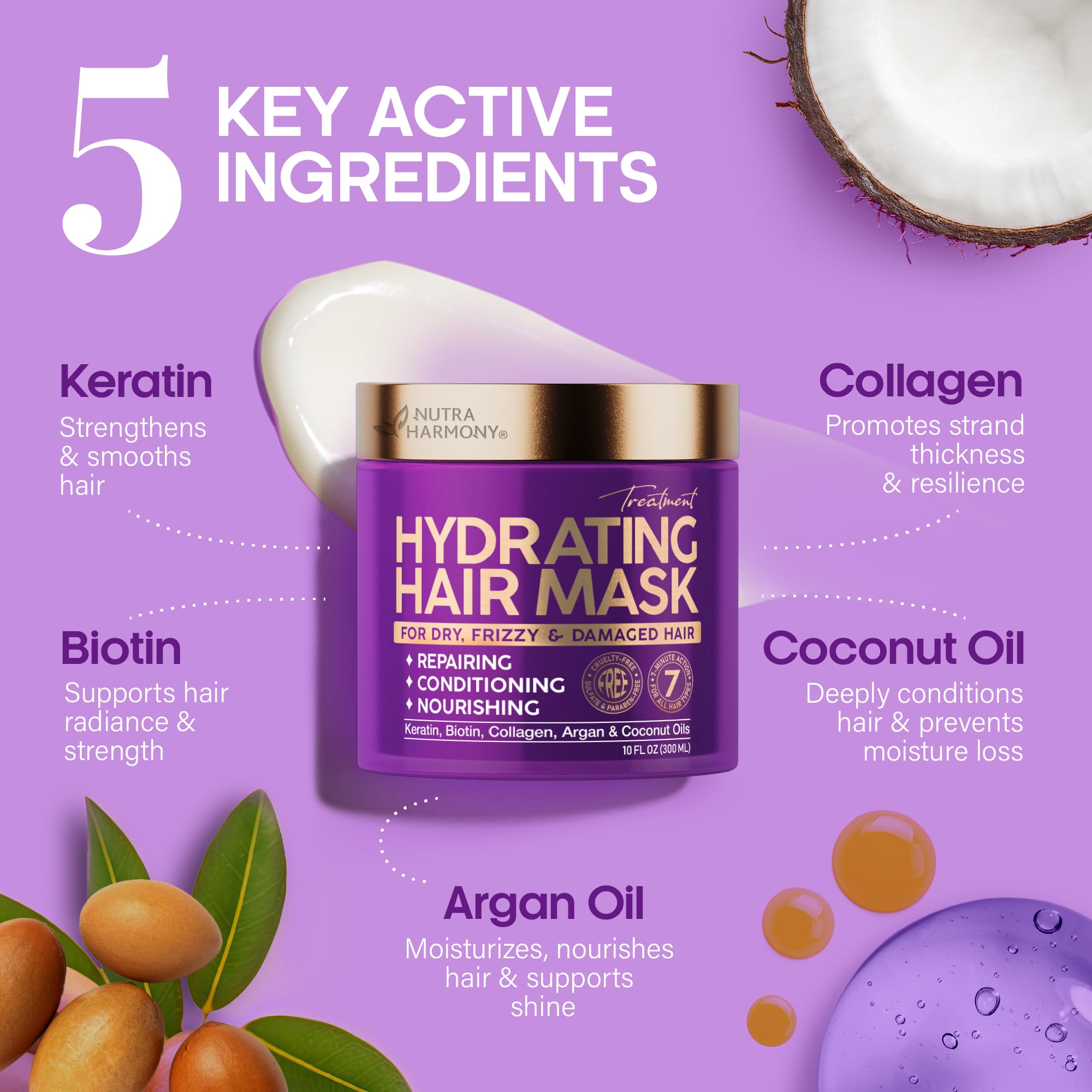 Foto 4 pulgar | Mascarilla Capilar Nutraharmony Hidratante Para Cabello Dañado 300ml - Venta Internacional.