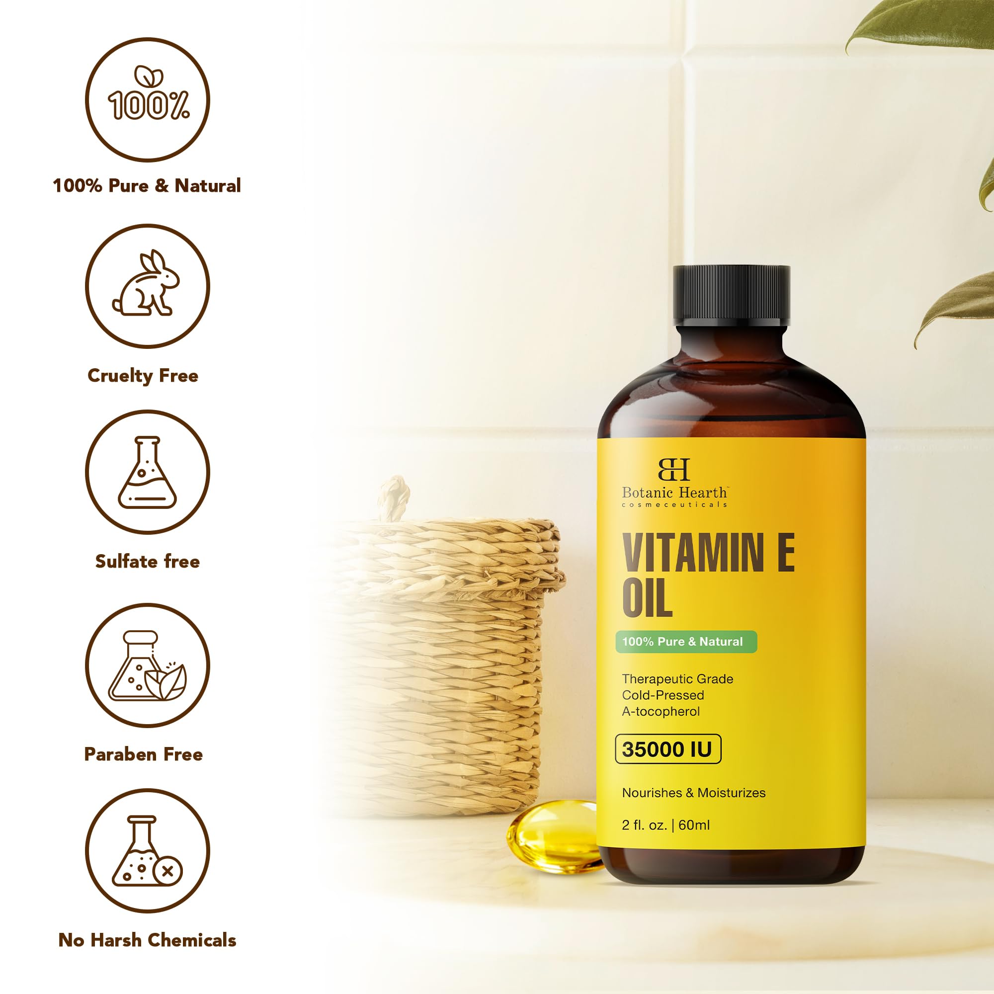 Foto 7 pulgar | Aceite De Vitamina E Botanic Hearth 100% Puro, 35 Ml, Para Cabello Y Piel - Venta Internacional.