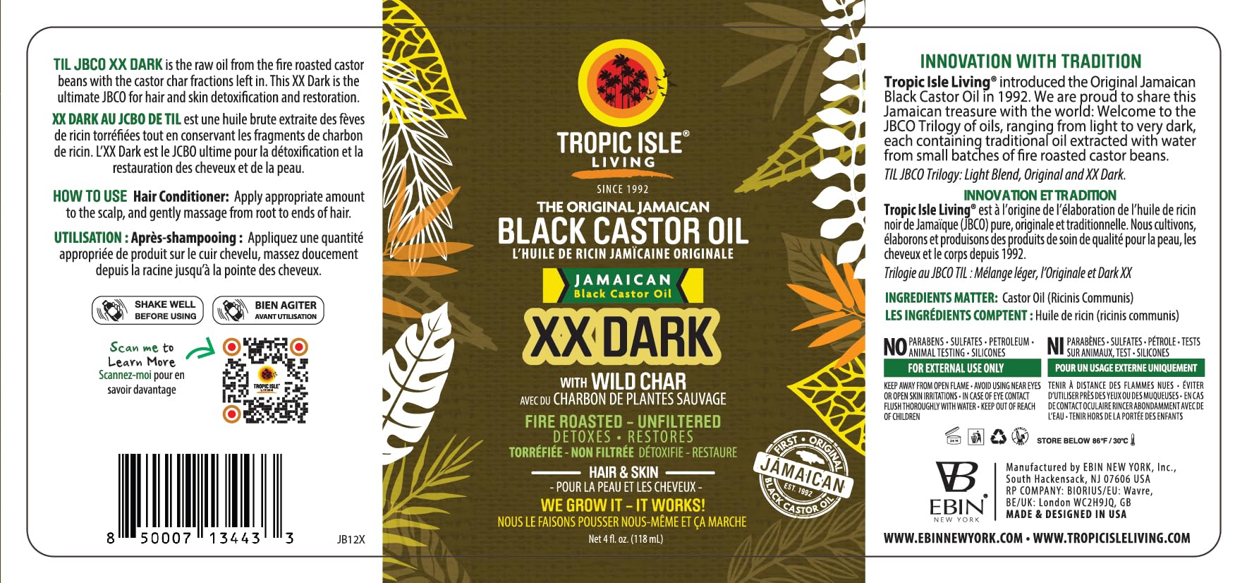 Foto 8 pulgar | Aceite Para El Crecimiento Del Cabello Tropic Isle Living Jamaican Black Castor 120 Ml - Venta Internacional.