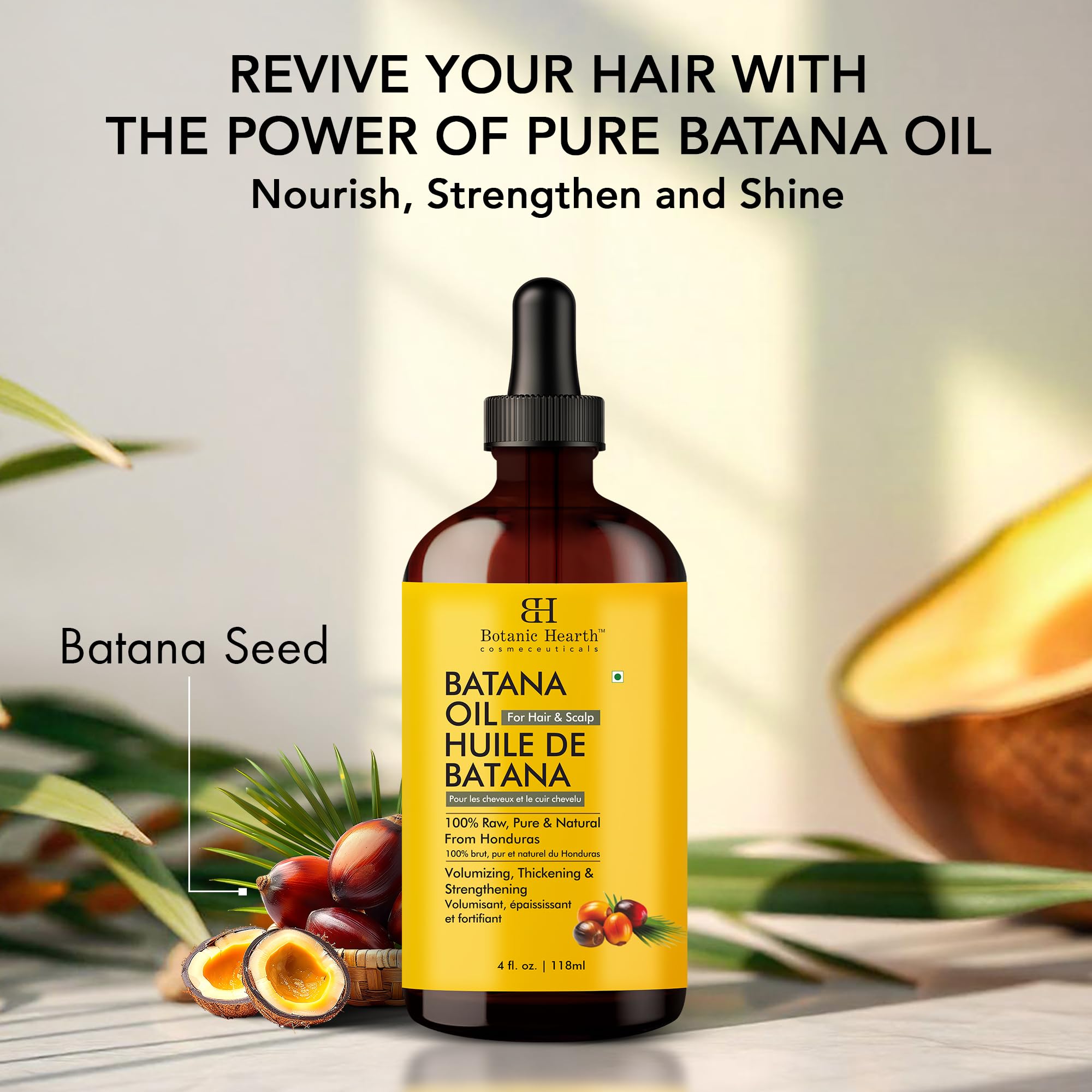 Foto 3 pulgar | Aceite Botanic Hearth De Batana Cruda Para El Crecimiento Del Cabello, 120 Ml - Venta Internacional.