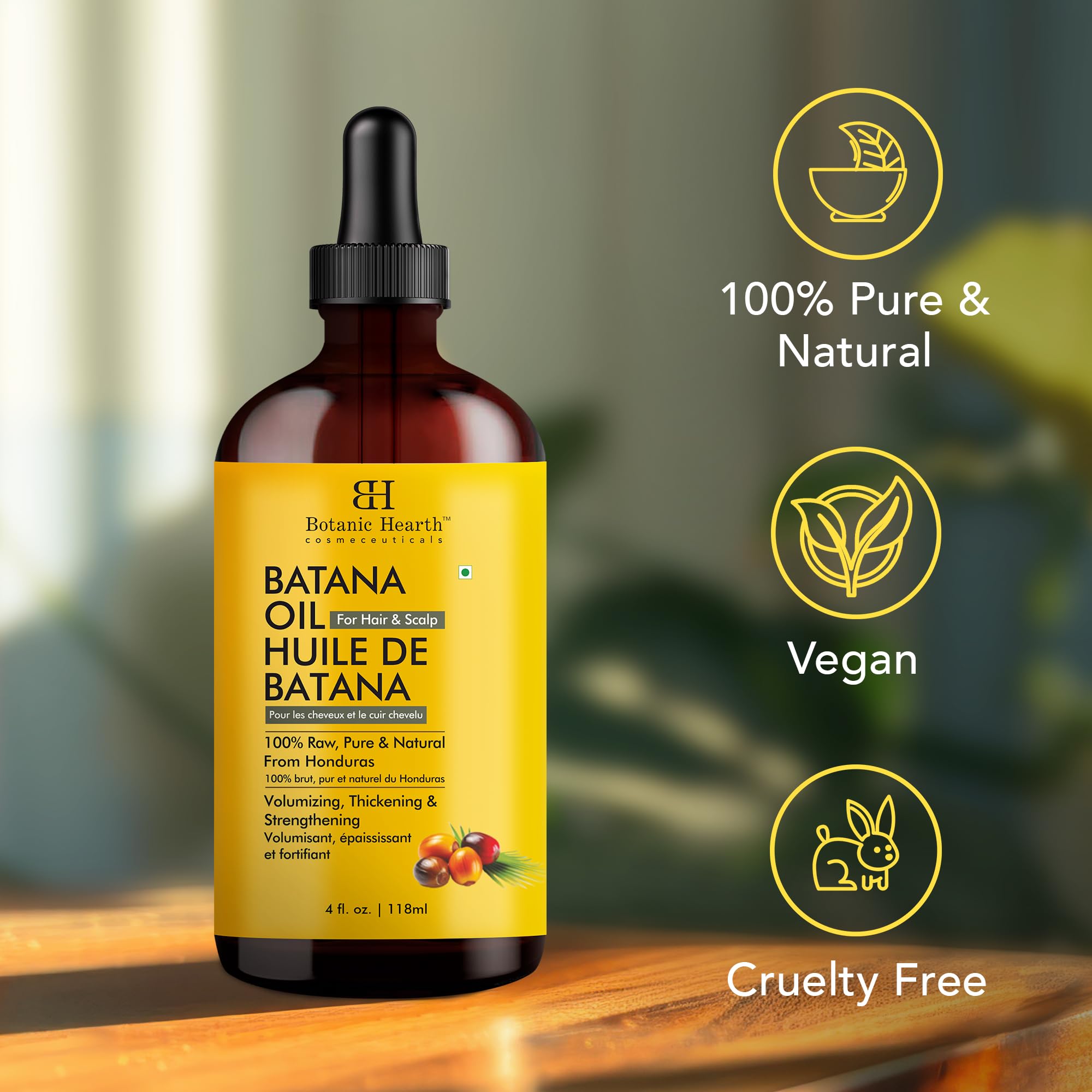 Foto 8 pulgar | Aceite Botanic Hearth De Batana Cruda Para El Crecimiento Del Cabello, 120 Ml - Venta Internacional.