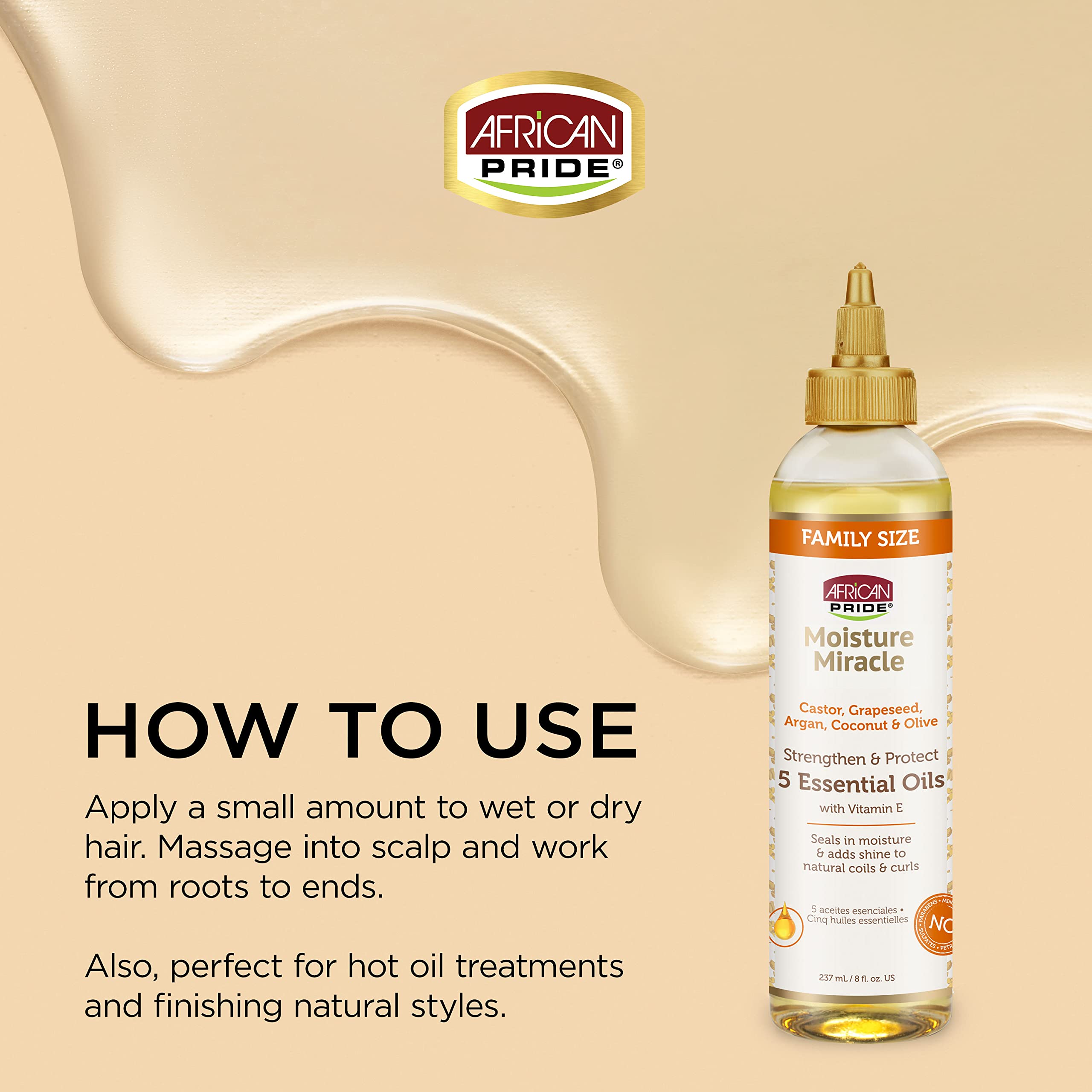 Foto 4 pulgar | Aceite Capilar African Pride Moisture Miracle 5 Aceites Esenciales 240 Ml - Venta Internacional.