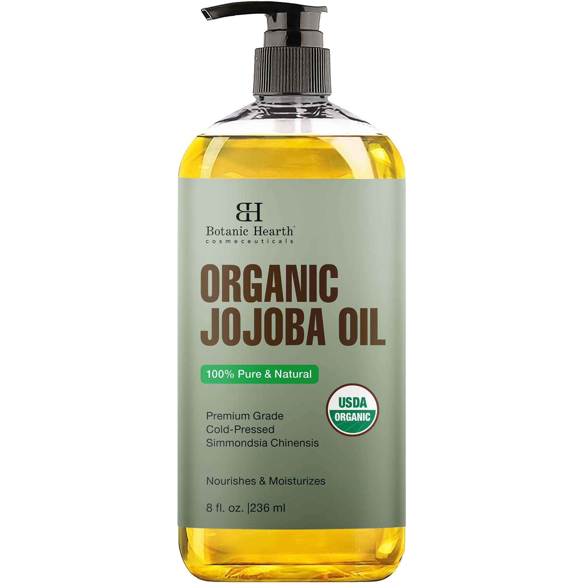 Aceite De Jojoba Botanic Hearth Orgánico, 240 Ml, 100% Puro, Prensado En Frío - Venta Internacional.