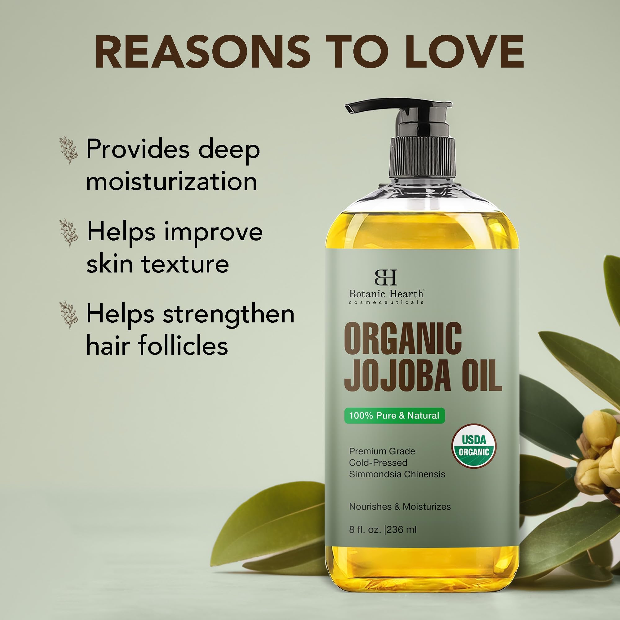 Foto 3 | Aceite De Jojoba Botanic Hearth Orgánico, 240 Ml, 100% Puro, Prensado En Frío - Venta Internacional.