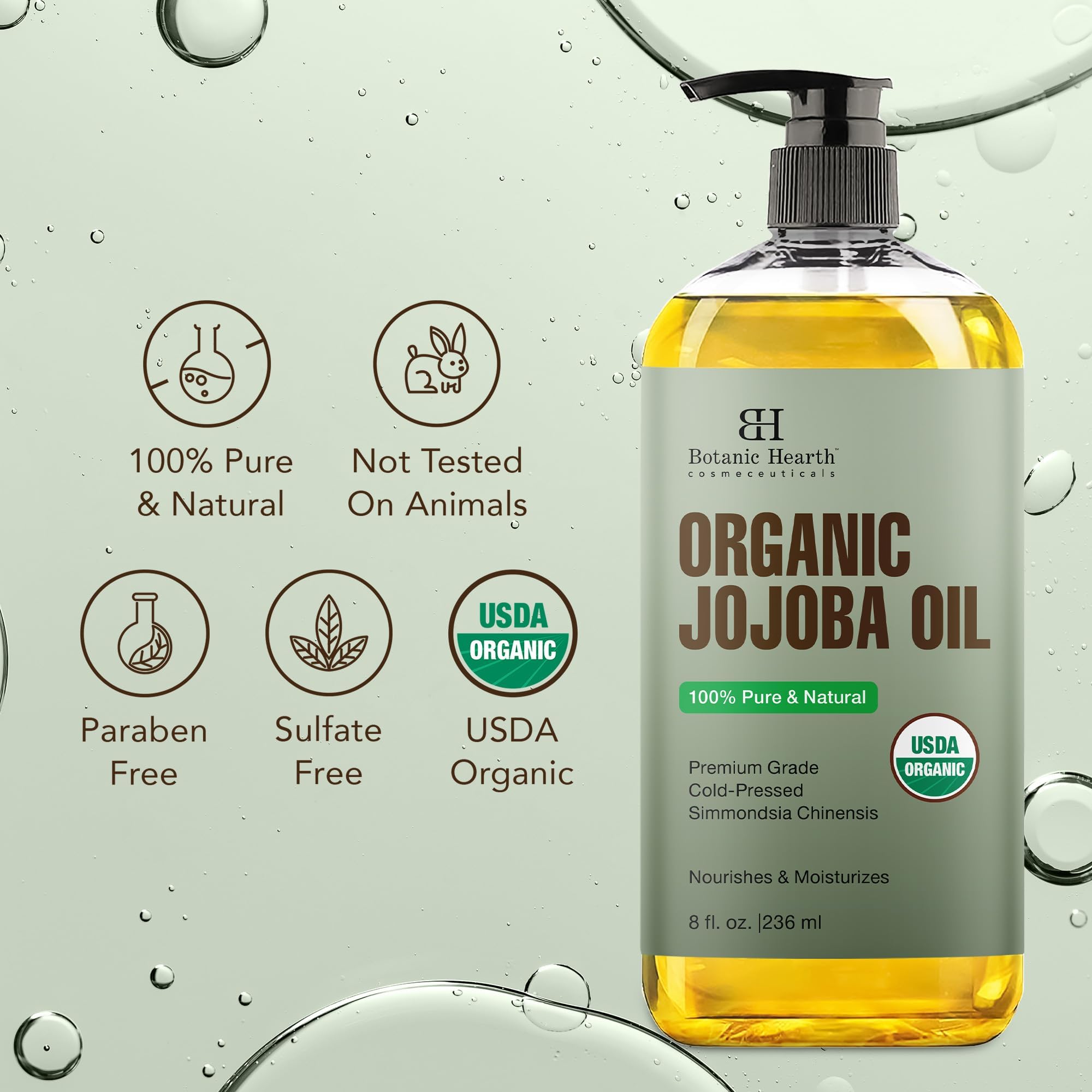Foto 7 pulgar | Aceite De Jojoba Botanic Hearth Orgánico, 240 Ml, 100% Puro, Prensado En Frío - Venta Internacional.
