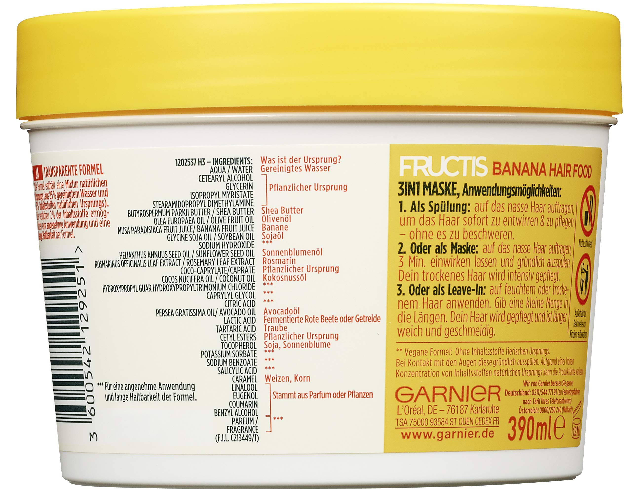 Foto 3 pulgar | Mascarilla Capilar Garnier Fructis Nourishing Banana 390 Ml 3 En 1 - Venta Internacional.