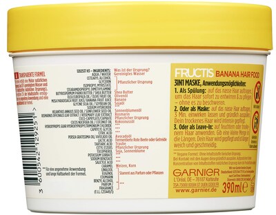 Foto 2 | Mascarilla Capilar Garnier Fructis Nourishing Banana 390 Ml 3 En 1 - Venta Internacional.