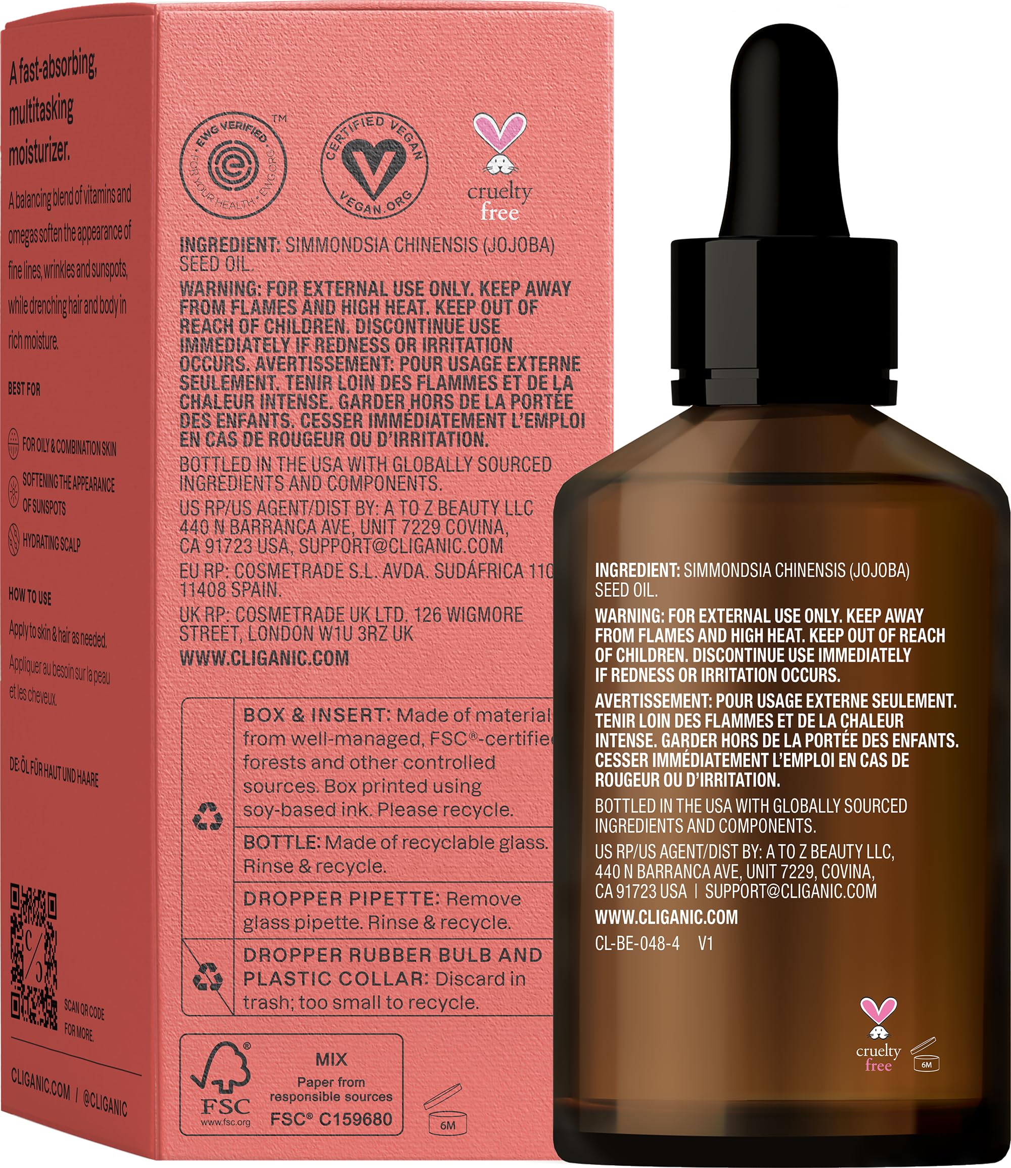 Foto 6 | Aceite De Jojoba Cliganic 100% Puro, Natural, Prensado En Frío, 120 Ml - Venta Internacional.