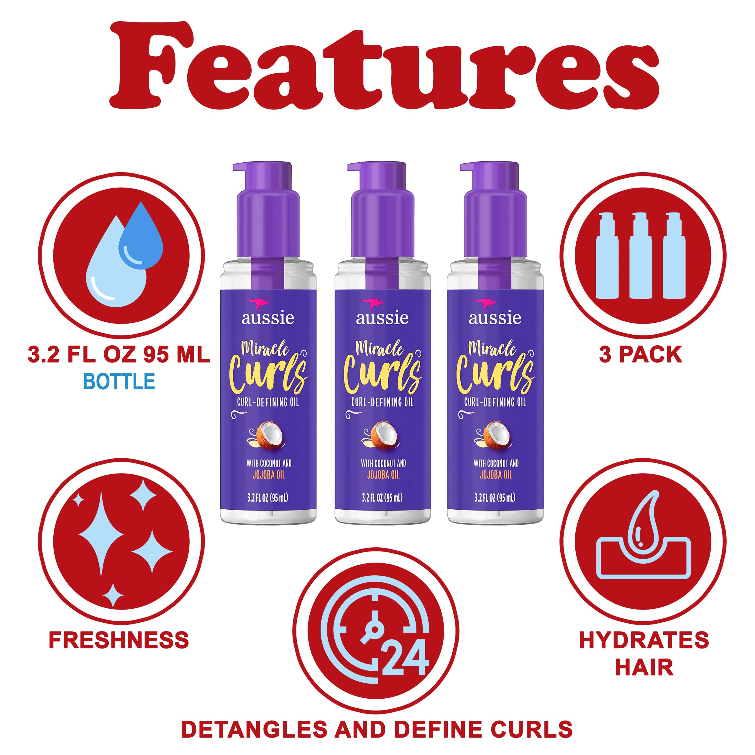 Foto 3 pulgar | Tratamiento Capilar Aussie Miracle Curls Defining Oil 100 Ml X3 - Venta Internacional.