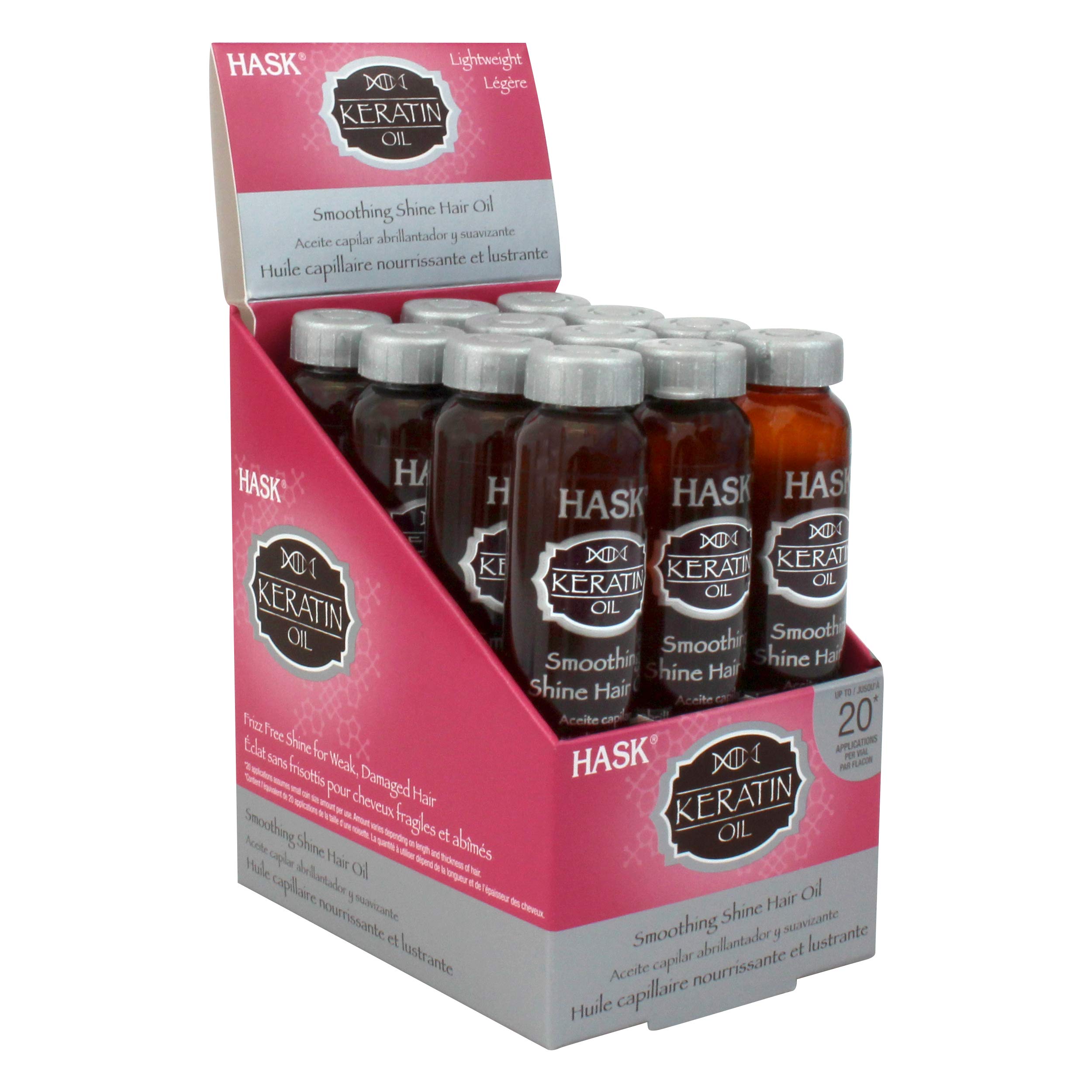 Foto 1 | Aceite Capilar Hask, Tratamiento Suavizante De Queratina, 12 Frascos - Venta Internacional.