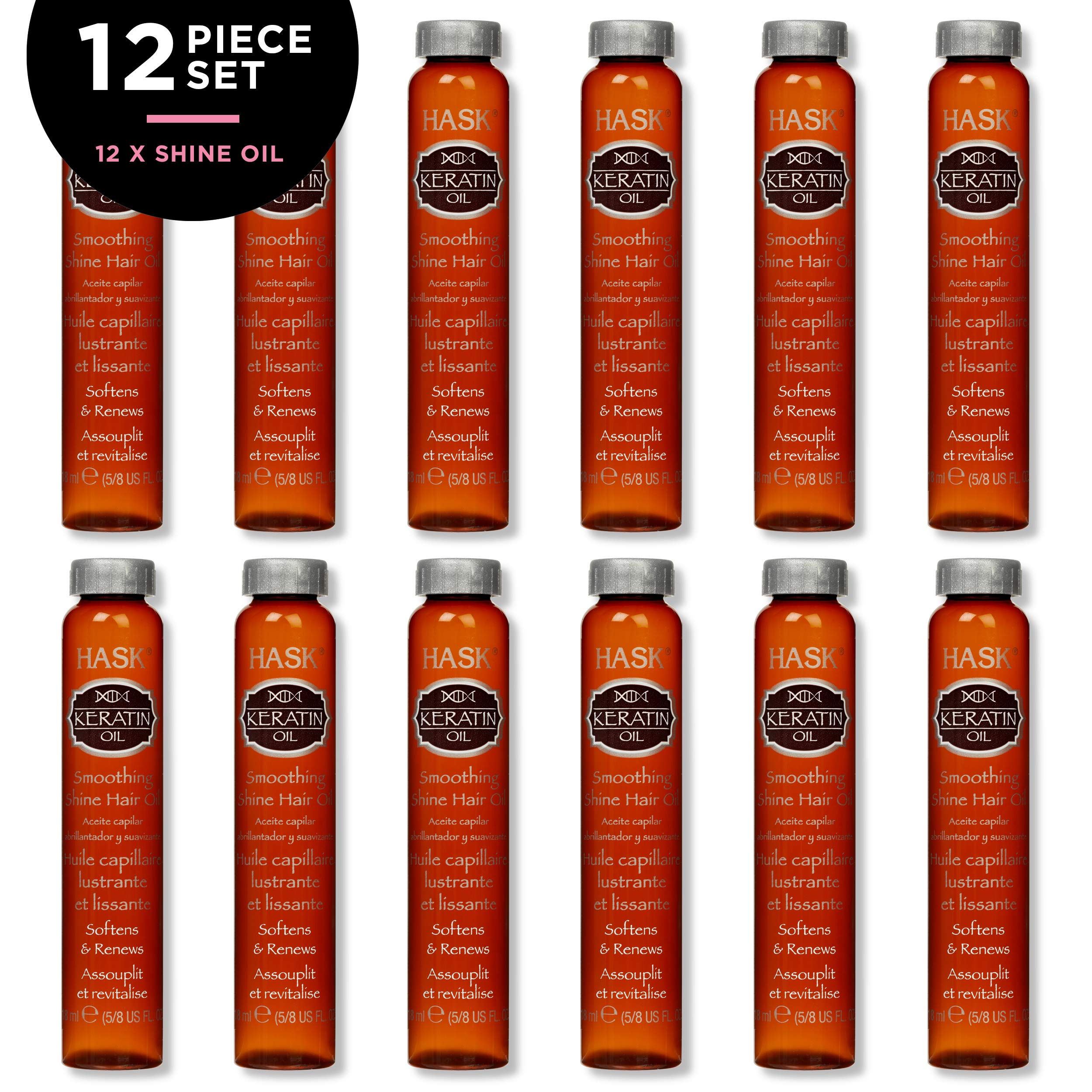 Foto 3 pulgar | Aceite Capilar Hask, Tratamiento Suavizante De Queratina, 12 Frascos - Venta Internacional.