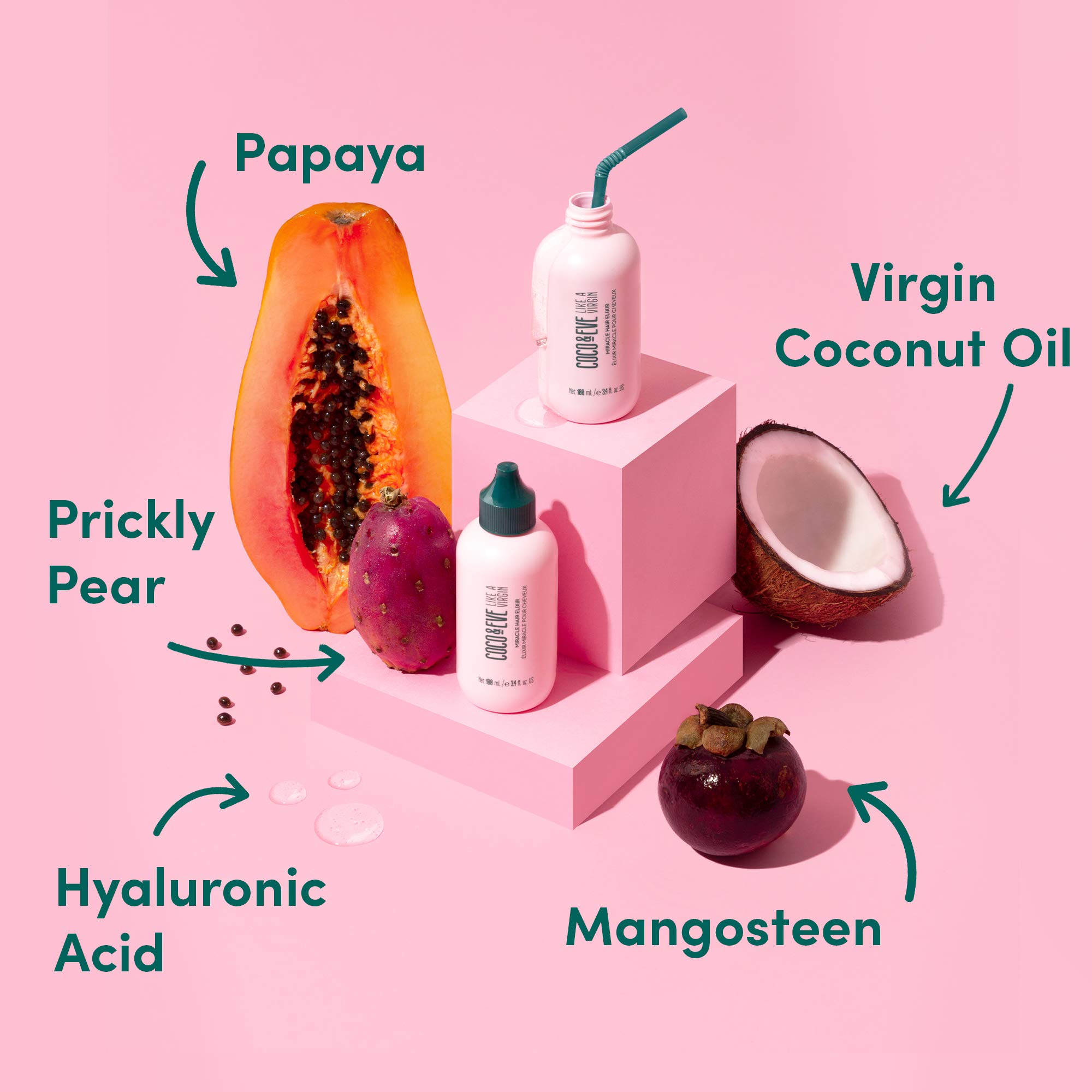 Foto 3 pulgar | Elixir Para El Cabello Coco & Eve Miracle Con Aceite De Coco Y Ácido Hialurónico - Venta Internacional.