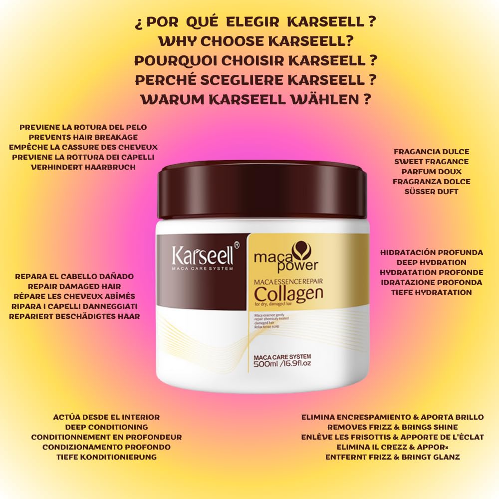 Foto 4 | Tratamiento Capilar Karseell Collagen Deep Repair Con Aceite De Argán, 500 Ml - Venta Internacional.
