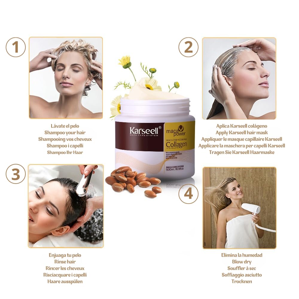 Foto 8 pulgar | Tratamiento Capilar Karseell Collagen Deep Repair Con Aceite De Argán, 500 Ml - Venta Internacional.