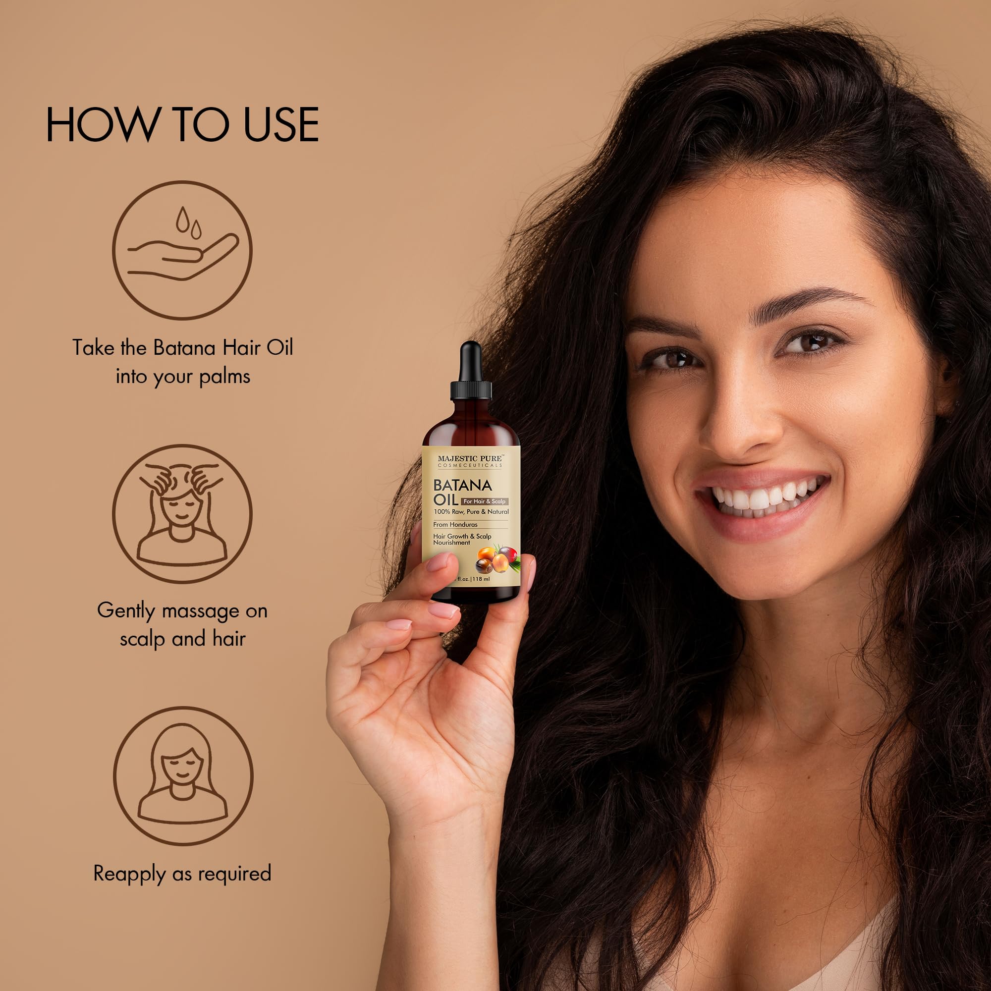 Foto 5 pulgar | Aceite De Batana Majestic Pure Para El Crecimiento Del Cabello, 120 Ml, Certificado Por Peta - Venta Internacional.