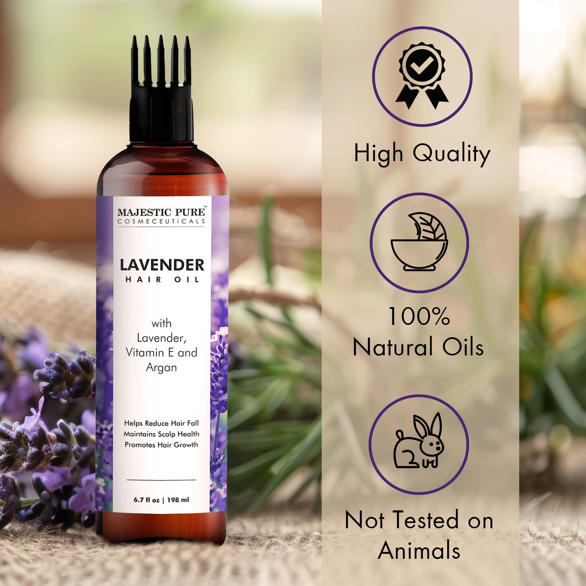 Foto 5 pulgar | Aceite De Lavanda Majestic Pure Para El Crecimiento Del Cabello 200 Ml Con Vitamina E - Venta Internacional.
