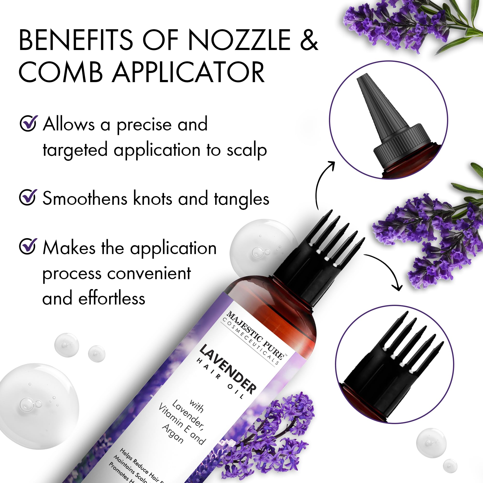 Foto 7 pulgar | Aceite De Lavanda Majestic Pure Para El Crecimiento Del Cabello 200 Ml Con Vitamina E - Venta Internacional.