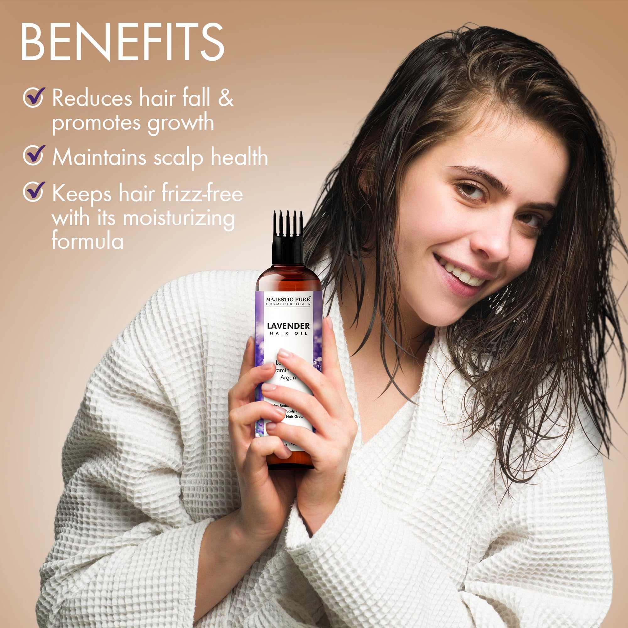 Foto 8 pulgar | Aceite De Lavanda Majestic Pure Para El Crecimiento Del Cabello 200 Ml Con Vitamina E - Venta Internacional.