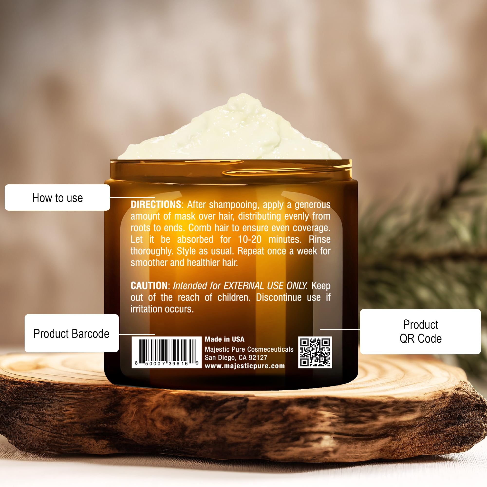 Foto 7 pulgar | Mascarilla Capilar Majestic Pure Avocado & Coconut Con Biotina 480 Ml - Venta Internacional.