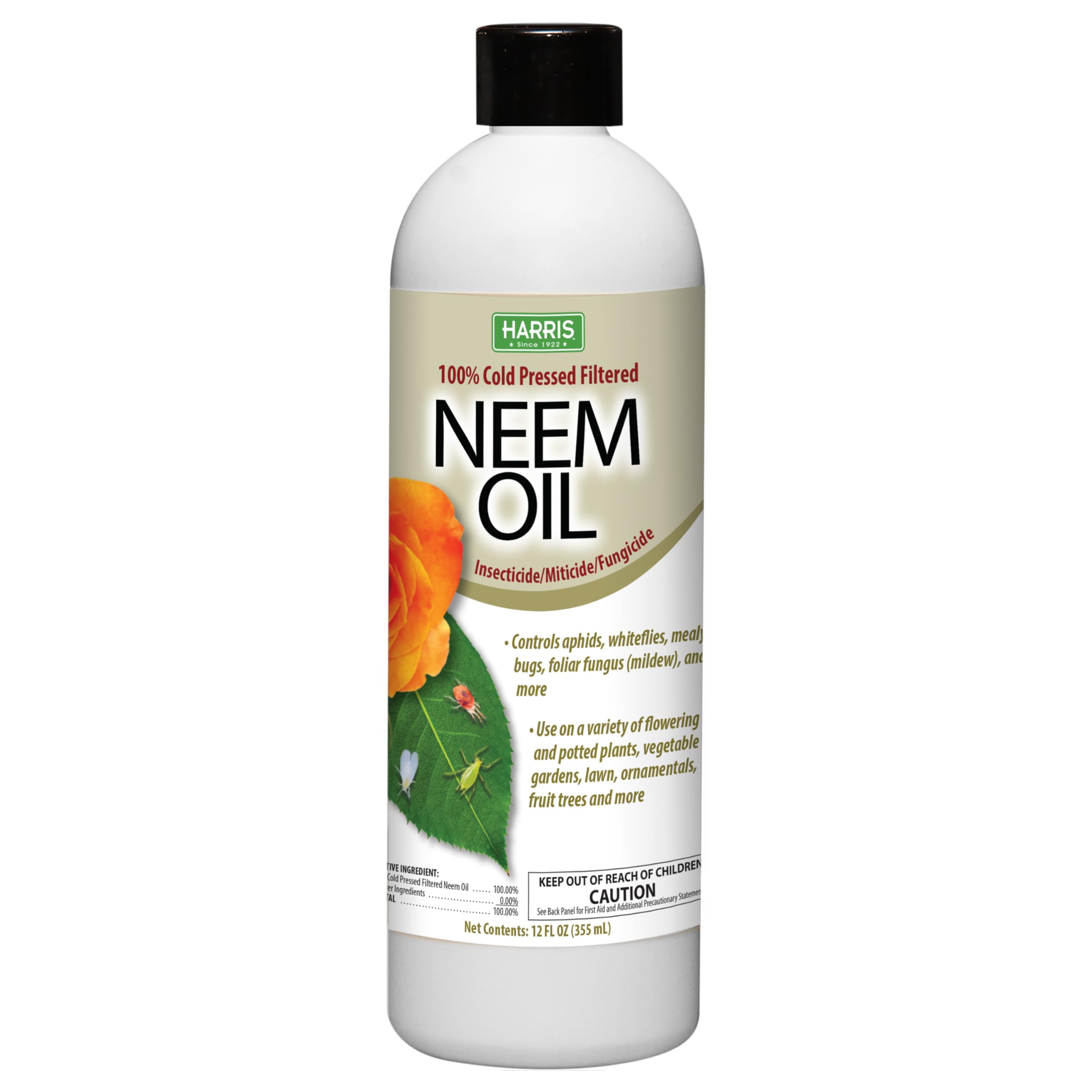 Aceite De Neem Harris 100% Prensado En Frío Sin Refinar, 355 Ml, Para Plantas - Venta Internacional.