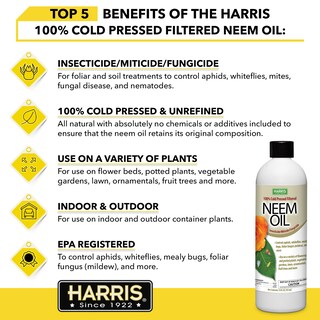 Foto 3 | Aceite De Neem Harris 100% Prensado En Frío Sin Refinar, 355 Ml, Para Plantas - Venta Internacional.