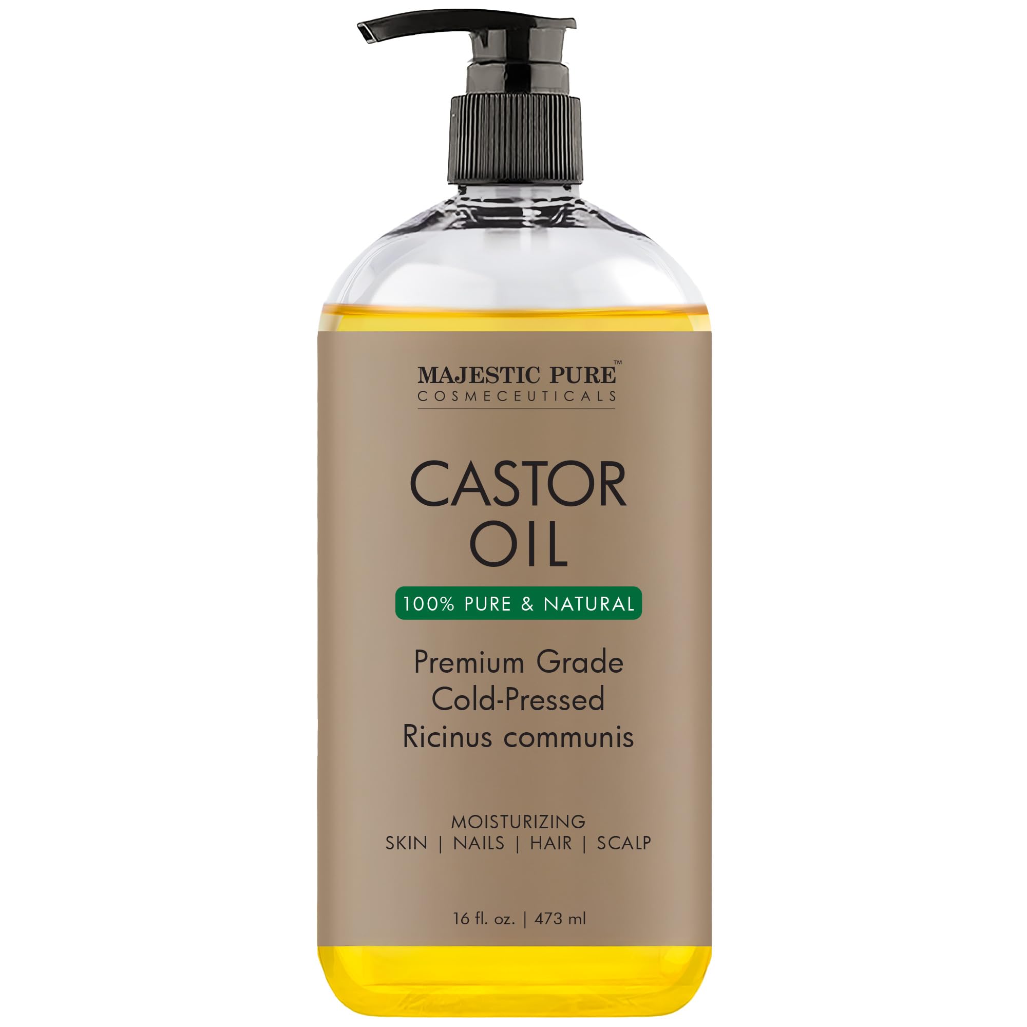 Aceite De Ricino Majestic Pure 100% Puro Prensado En Frío, 480 Ml - Venta Internacional.
