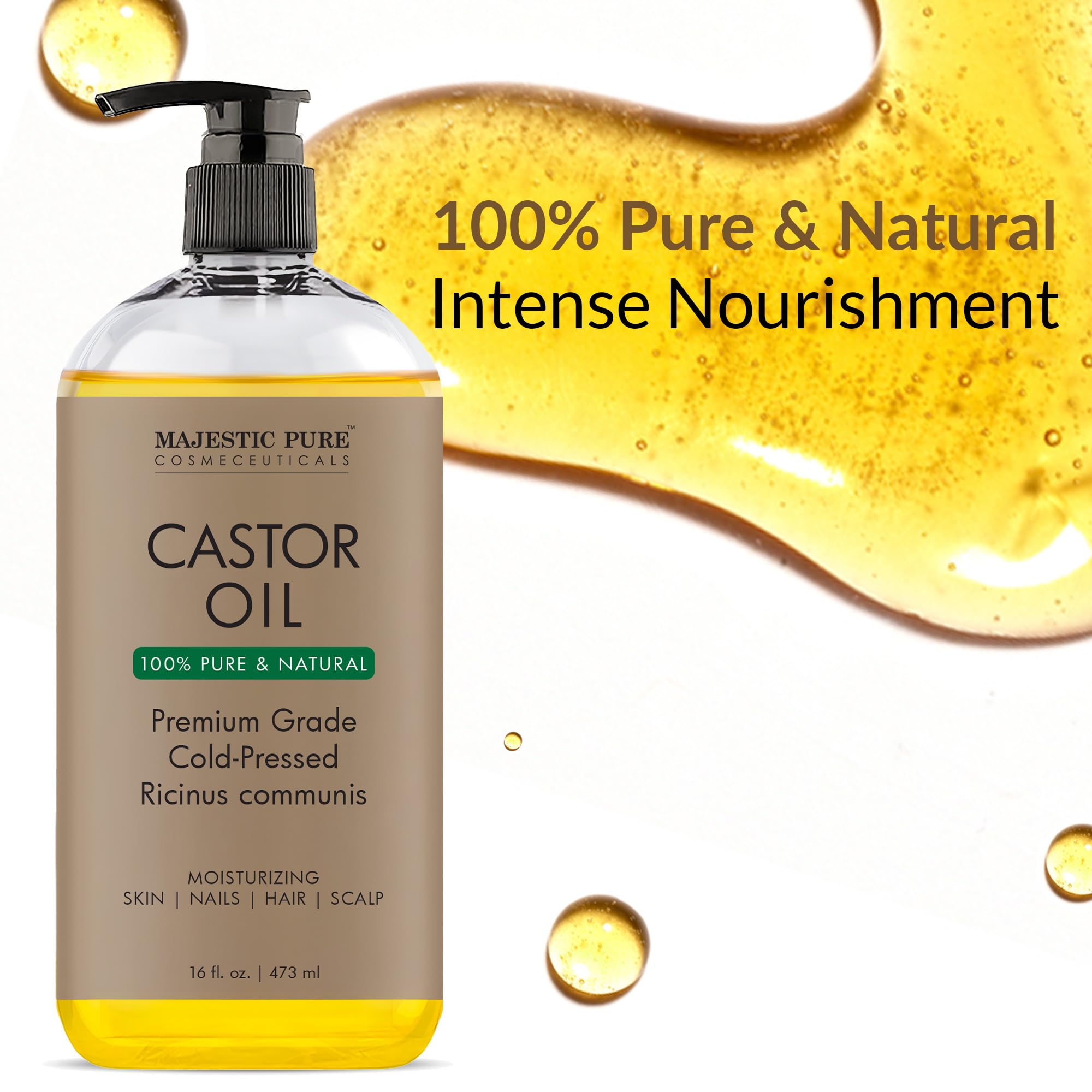 Foto 3 pulgar | Aceite De Ricino Majestic Pure 100% Puro Prensado En Frío, 480 Ml - Venta Internacional.