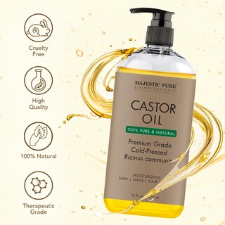 Foto 3 | Aceite De Ricino Majestic Pure 100% Puro Prensado En Frío, 480 Ml - Venta Internacional.