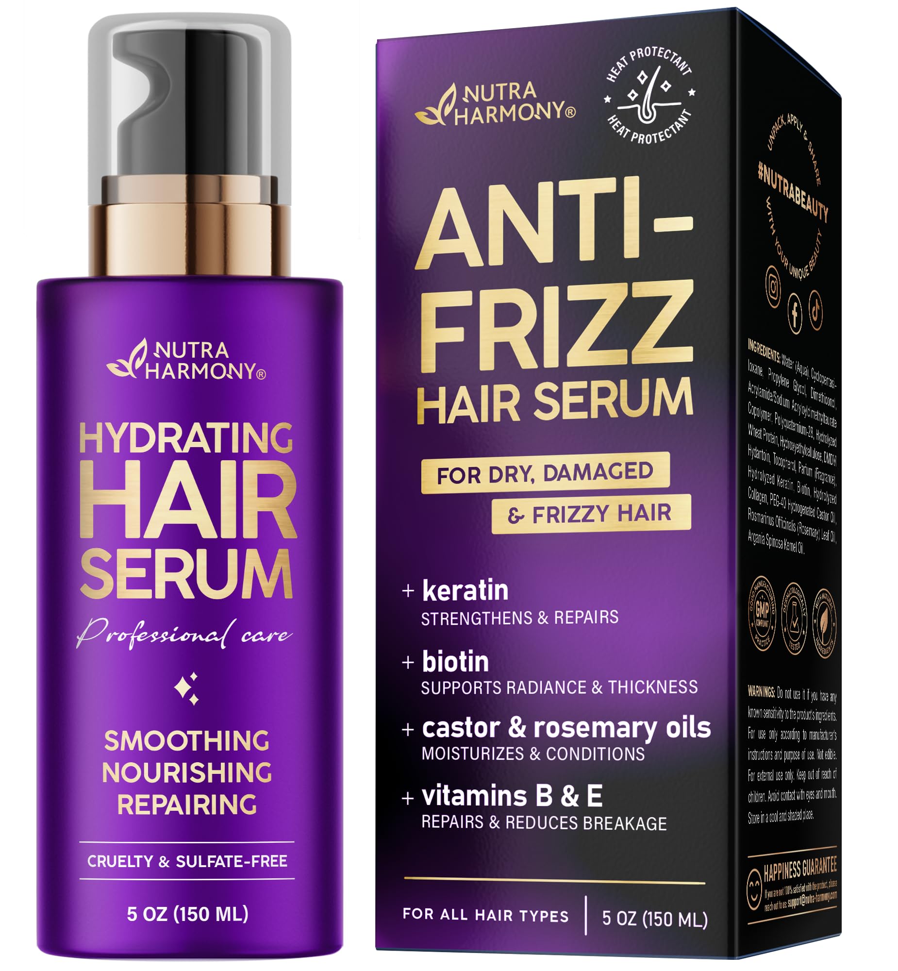 Sérum Capilar Nutraharmony Hidratante Para Cabello Encrespado Y Dañado 150 Ml - Venta Internacional.