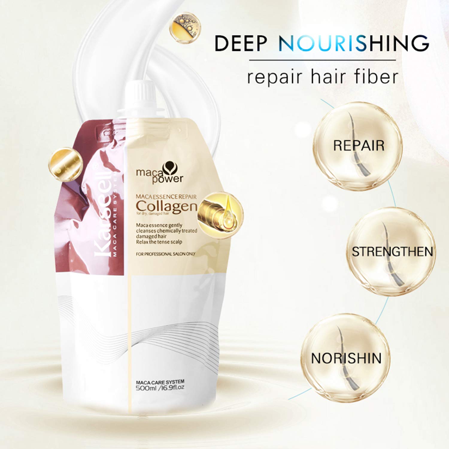 Foto 3 pulgar | Tratamiento Capilar Karseell Collagen 500 ml con Queratina y Aceite de Argán - Venta Internacional