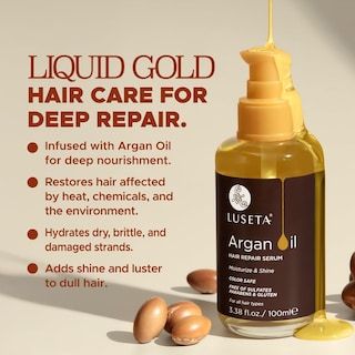 Foto 3 | Sérum Para El Cabello L Luseta, Aceite De Argán 100% Puro, 100 Ml, Frizzy Control - Venta Internacional.